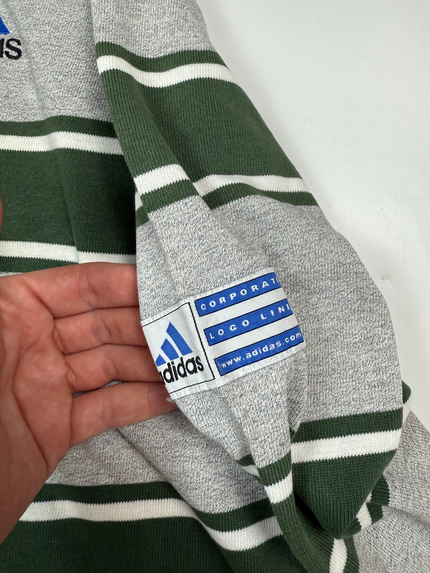 Vintage 90s Adidas striped rugby polo shirt (L)
