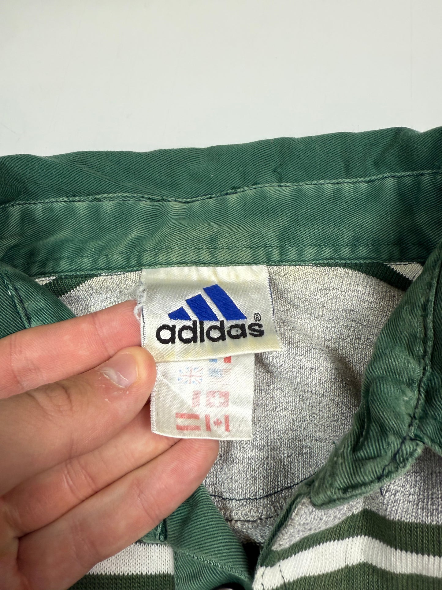 Vintage 90s Adidas striped rugby polo shirt (L)