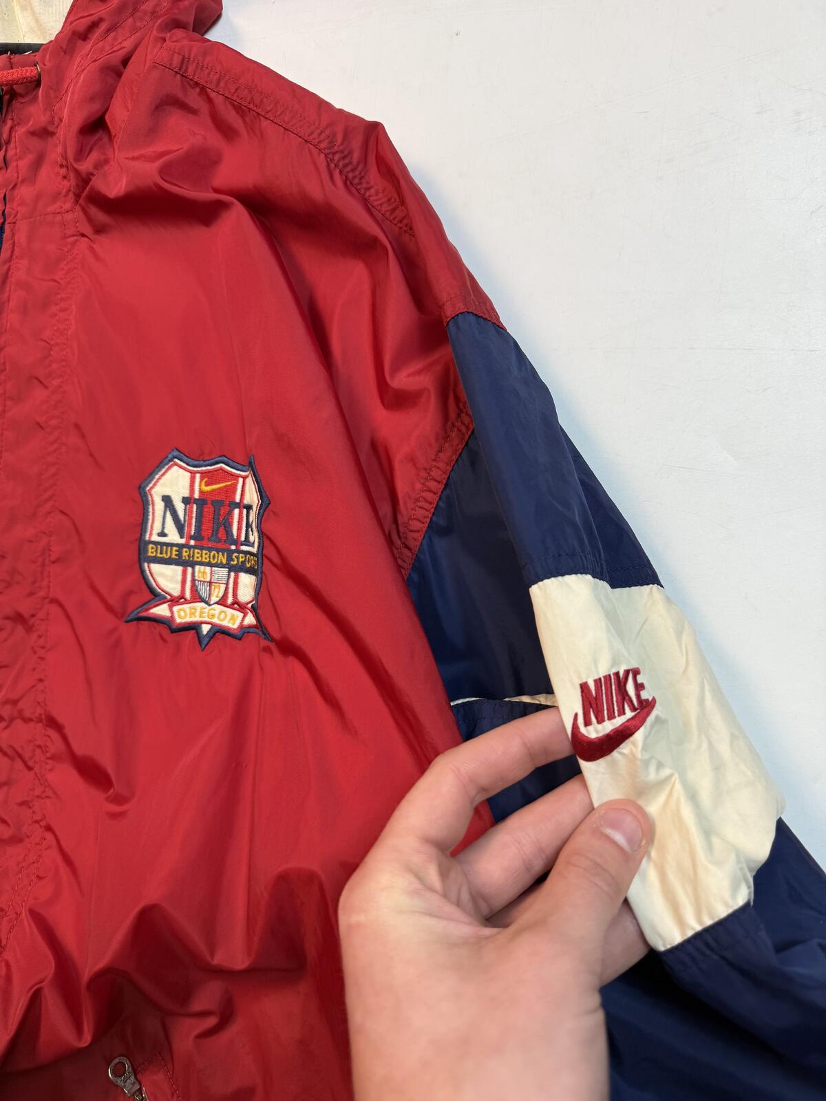 Vintage 90s Nike colour block hooded track jacket (M)