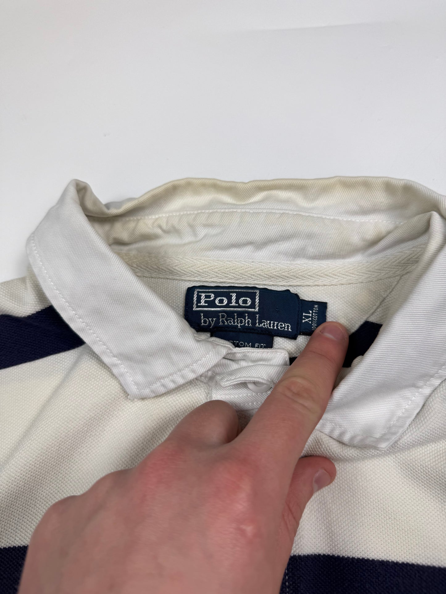Vintage Polo Ralph Lauren striped rugby polo shirt (XL)
