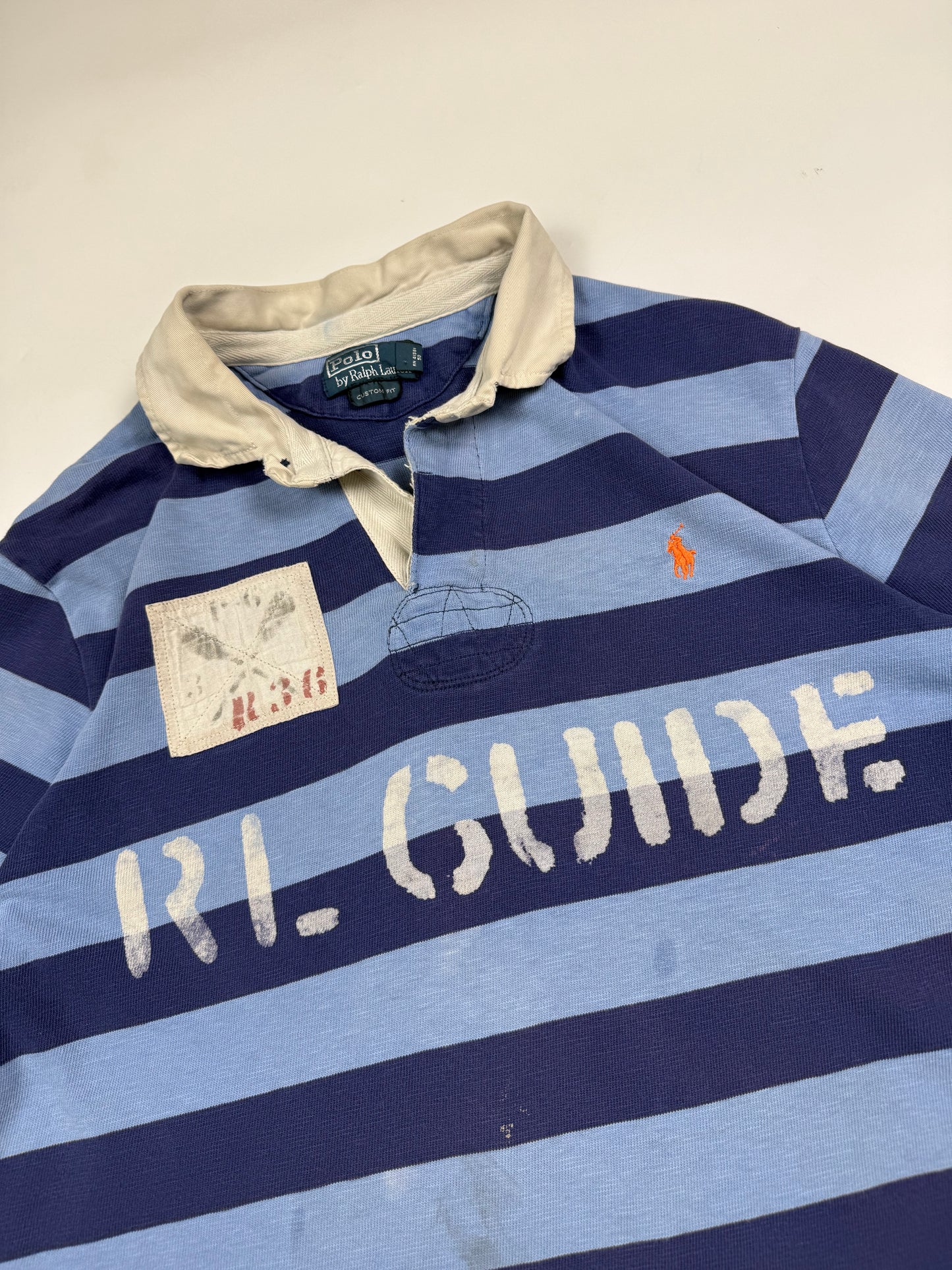 Vintage Polo Ralph Lauren guide striped rugby polo shirt (XL)