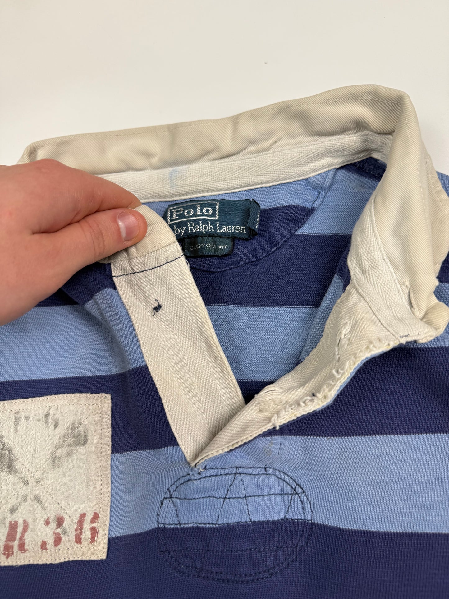 Vintage Polo Ralph Lauren guide striped rugby polo shirt (XL)