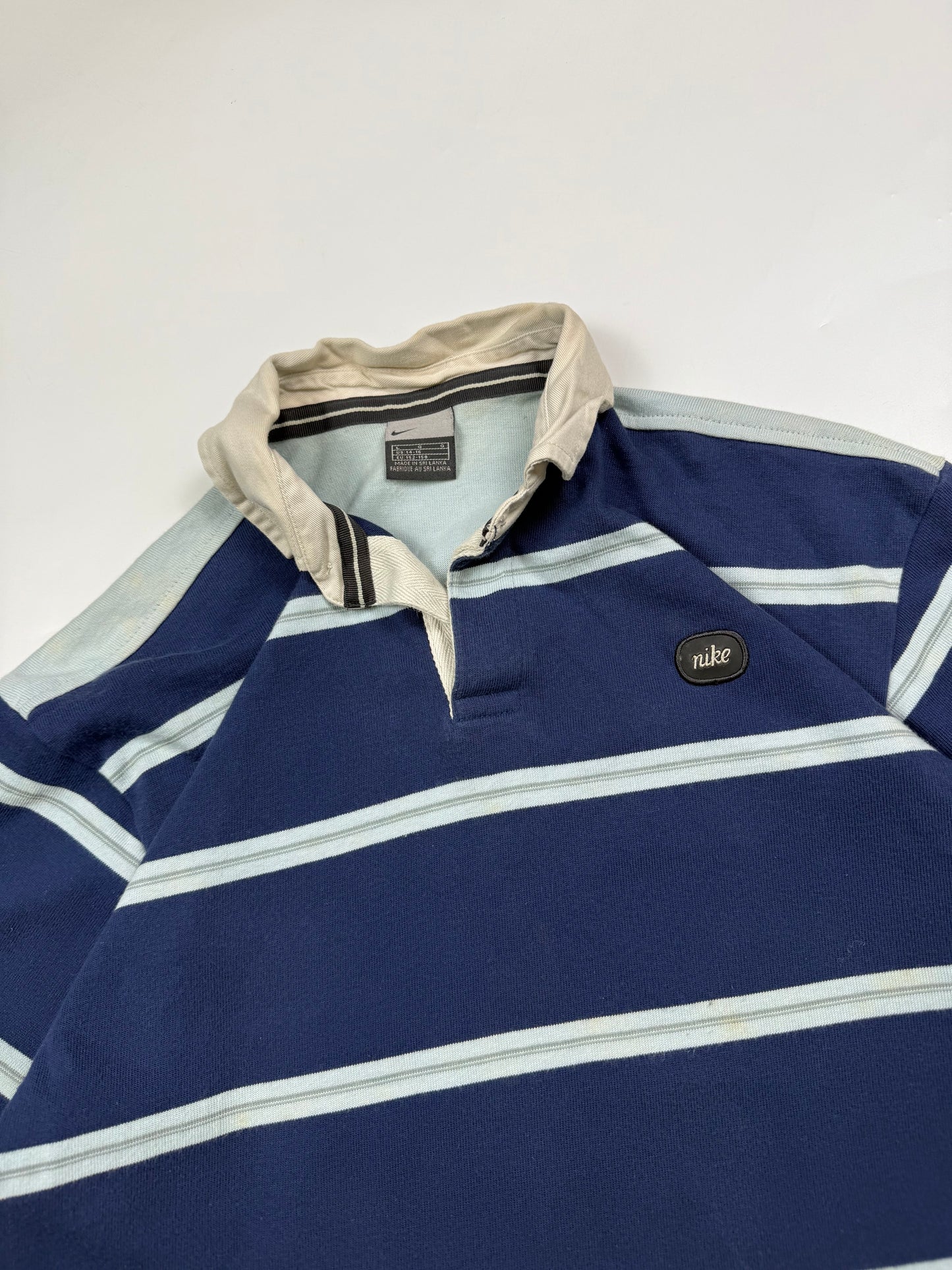Vintage Nike striped rugby polo shirt (YL)