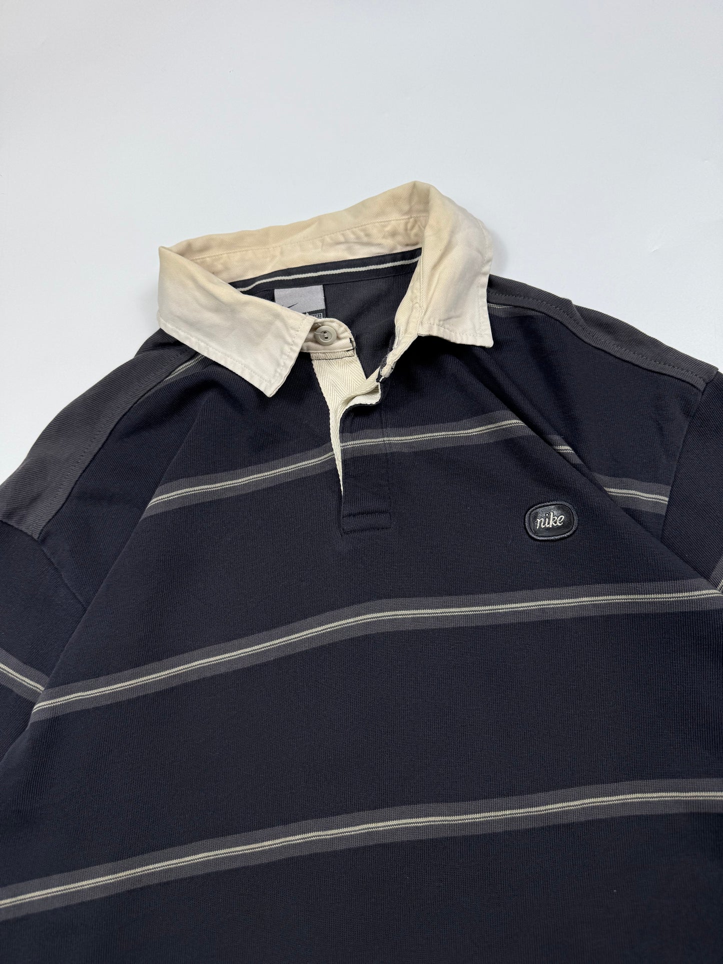 Vintage Nike striped rugby polo shirt (L)