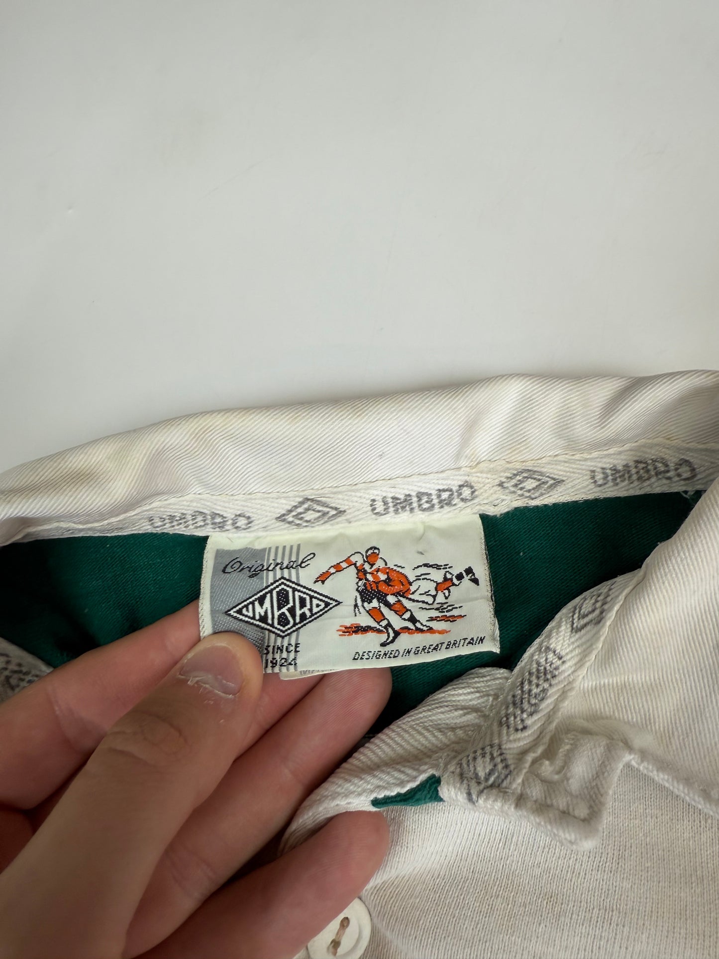 Vintage 80s Umbro striped rugby polo shirt (M)