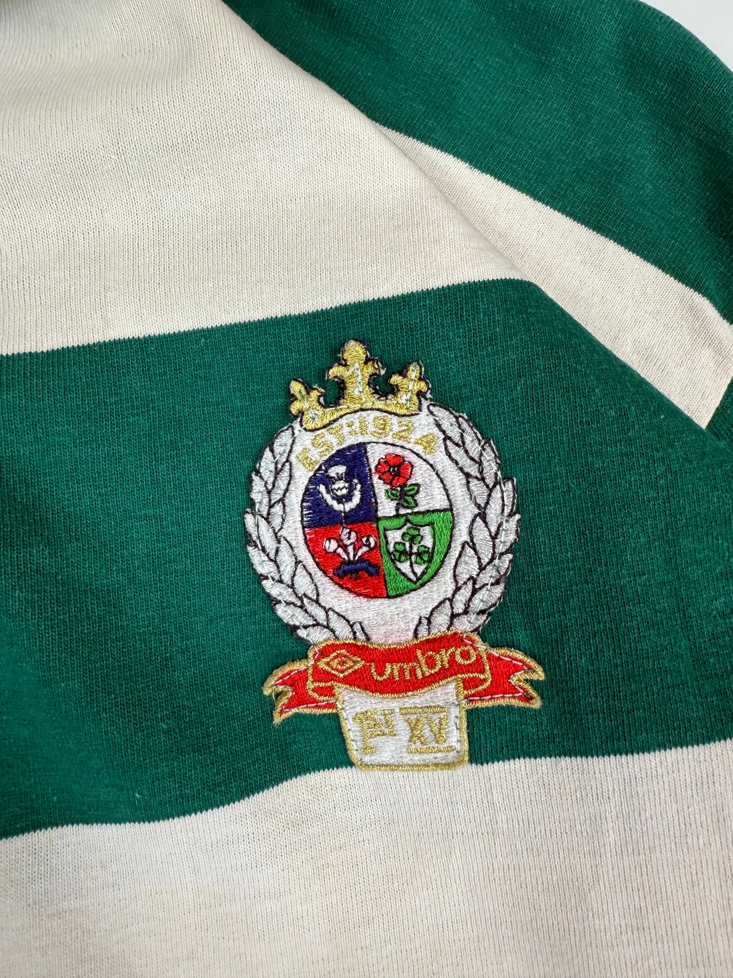 Vintage 80s Umbro striped rugby polo shirt (M)