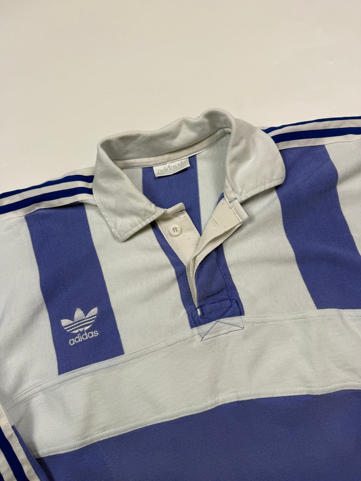 Vintage 90s Adidas originals striped rugby polo shirt (L)