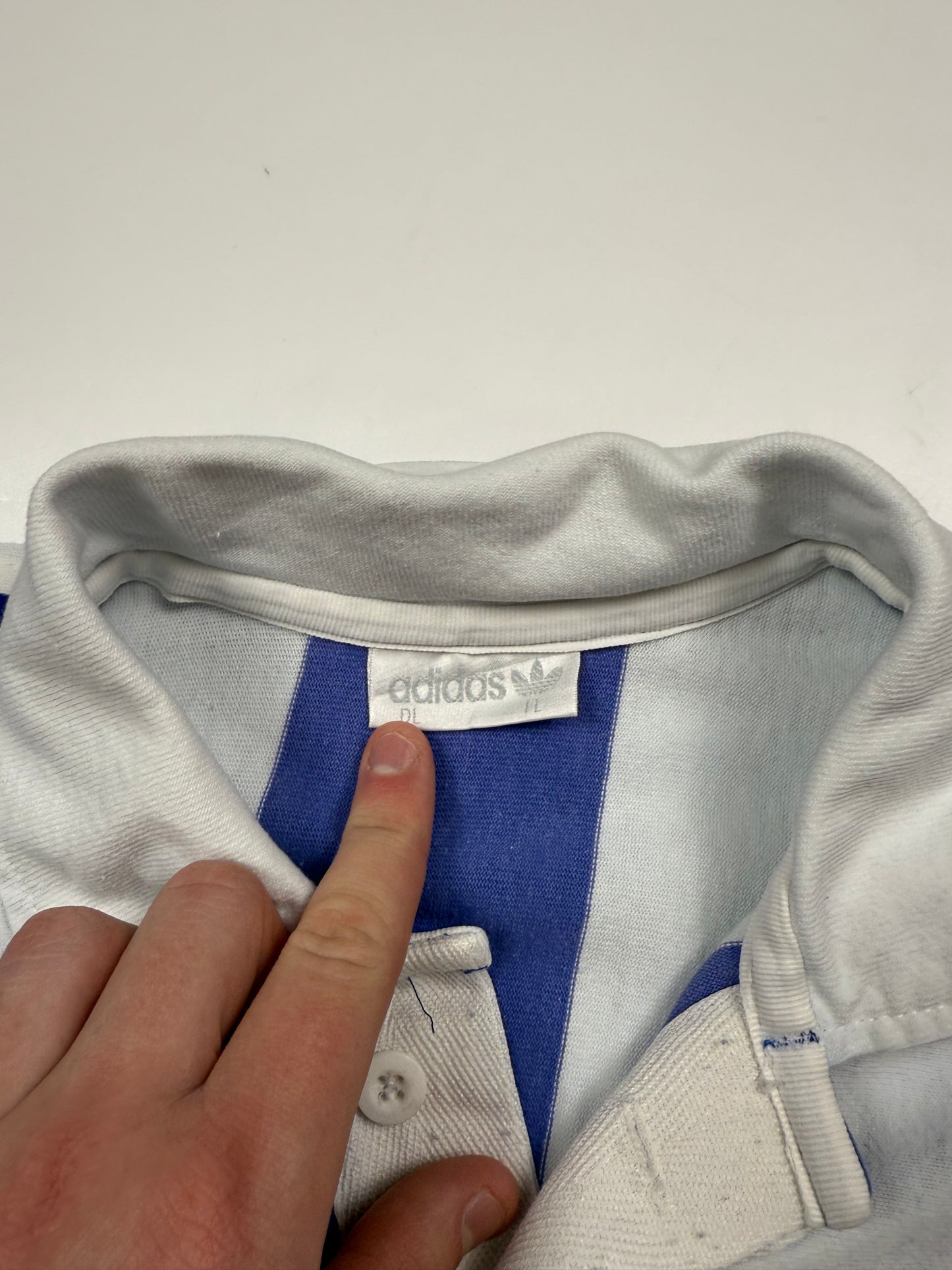 Vintage 90s Adidas originals striped rugby polo shirt (L)