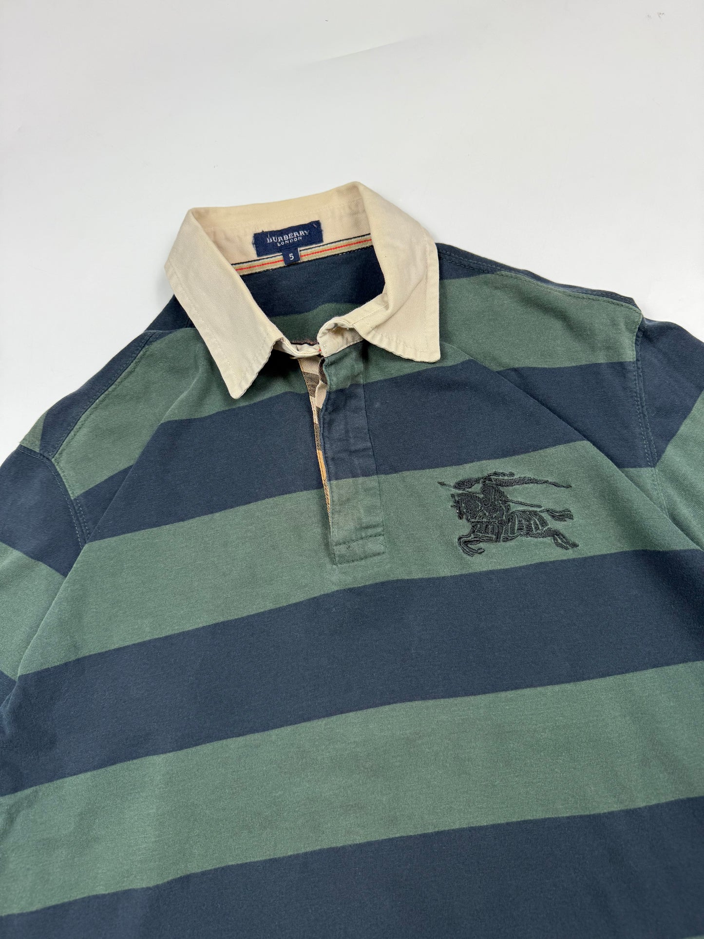 Vintage Burberry striped rugby polo shirt (S)