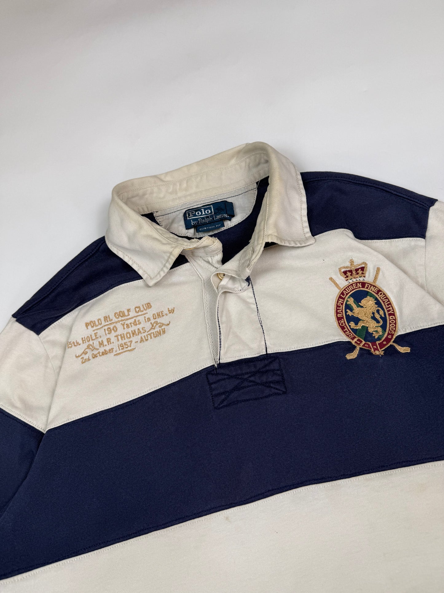 Vintage Polo Ralph Lauren golf club striped rugby polo shirt (XL)