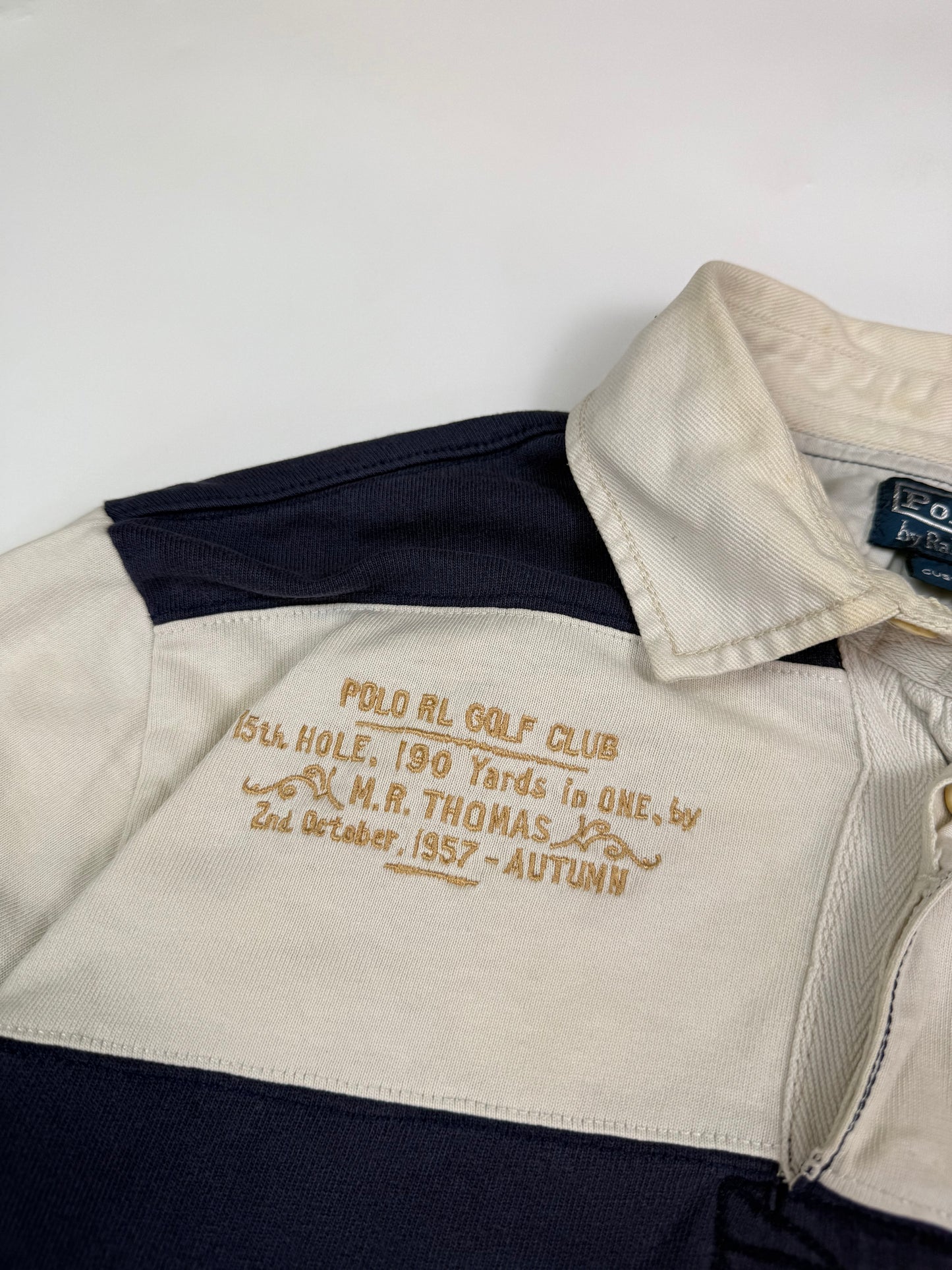 Vintage Polo Ralph Lauren golf club striped rugby polo shirt (XL)