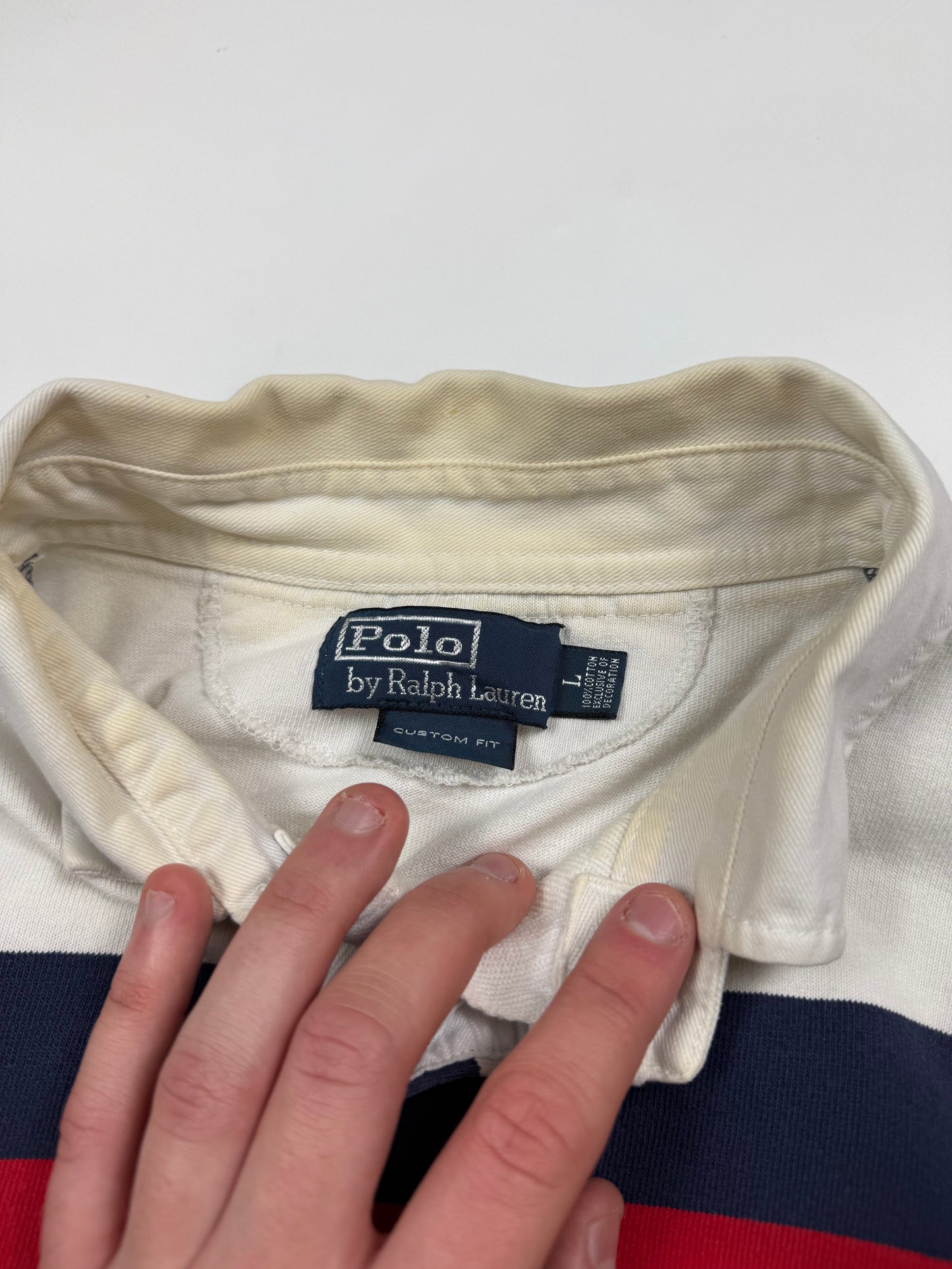 Vintage 90s Polo Ralph Lauren striped rugby polo shirt (L)