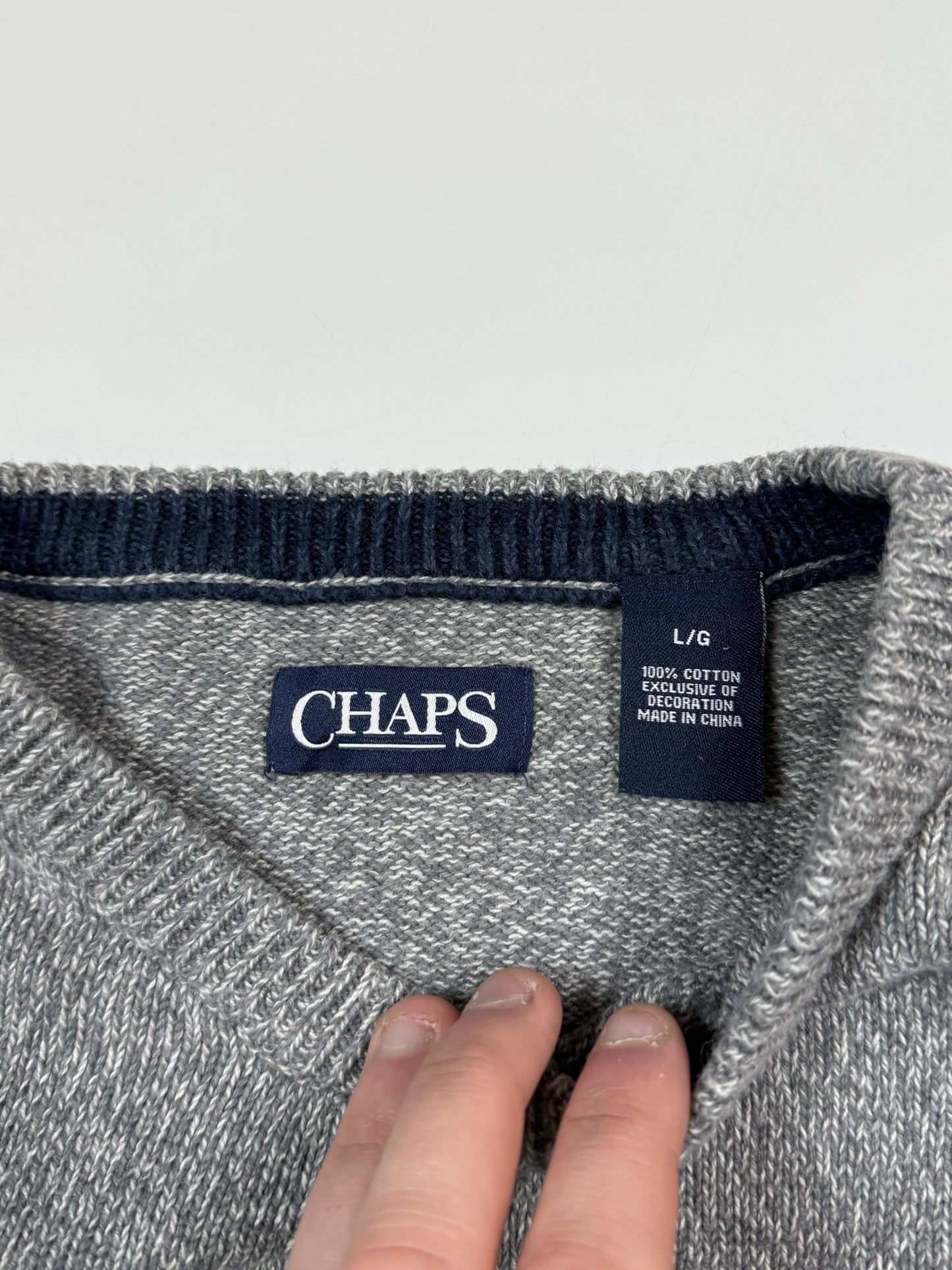 Chaps small logo knit sweater (L)