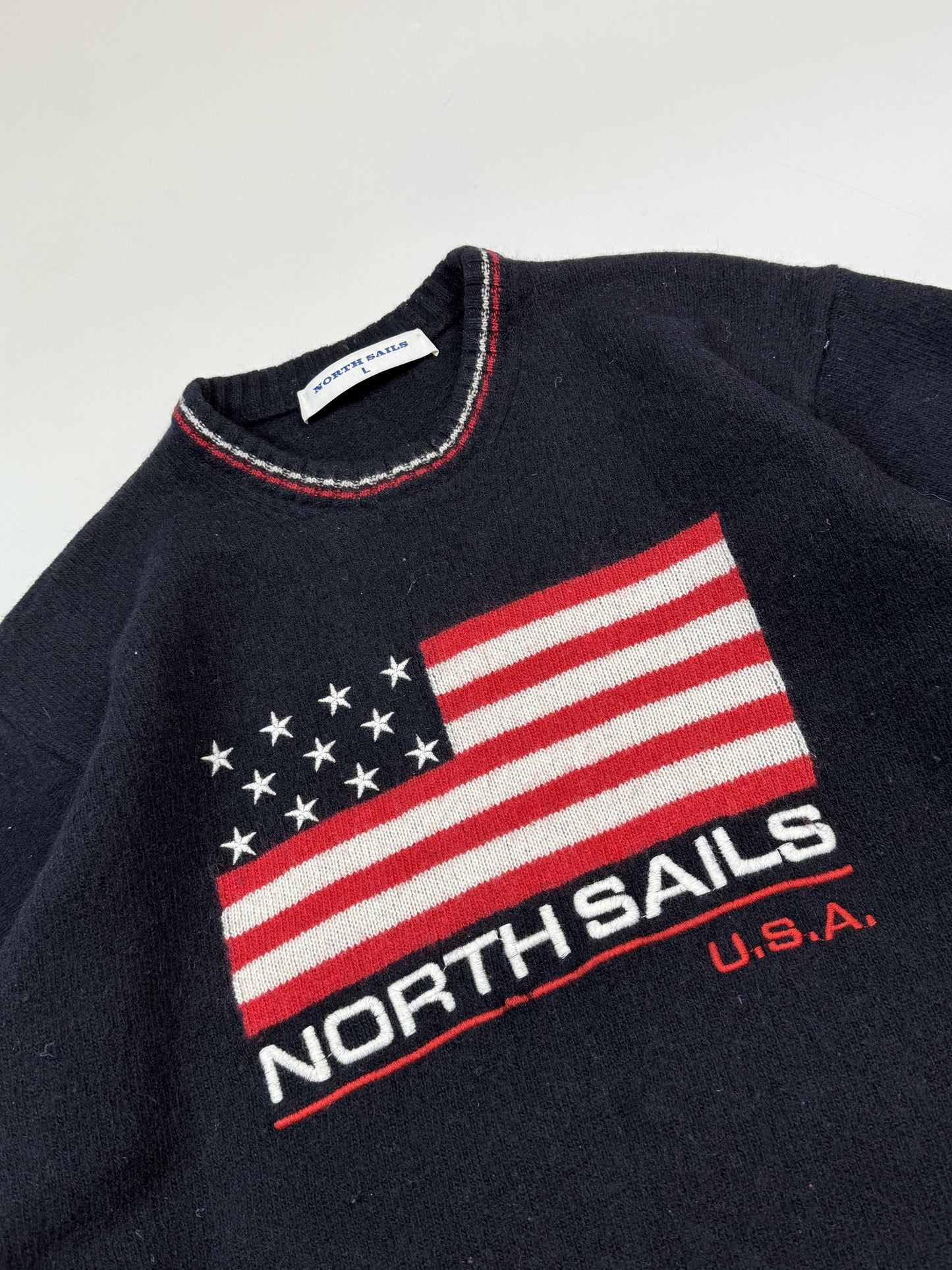 Vintage North Sails USA flag wool knit sweater (L)