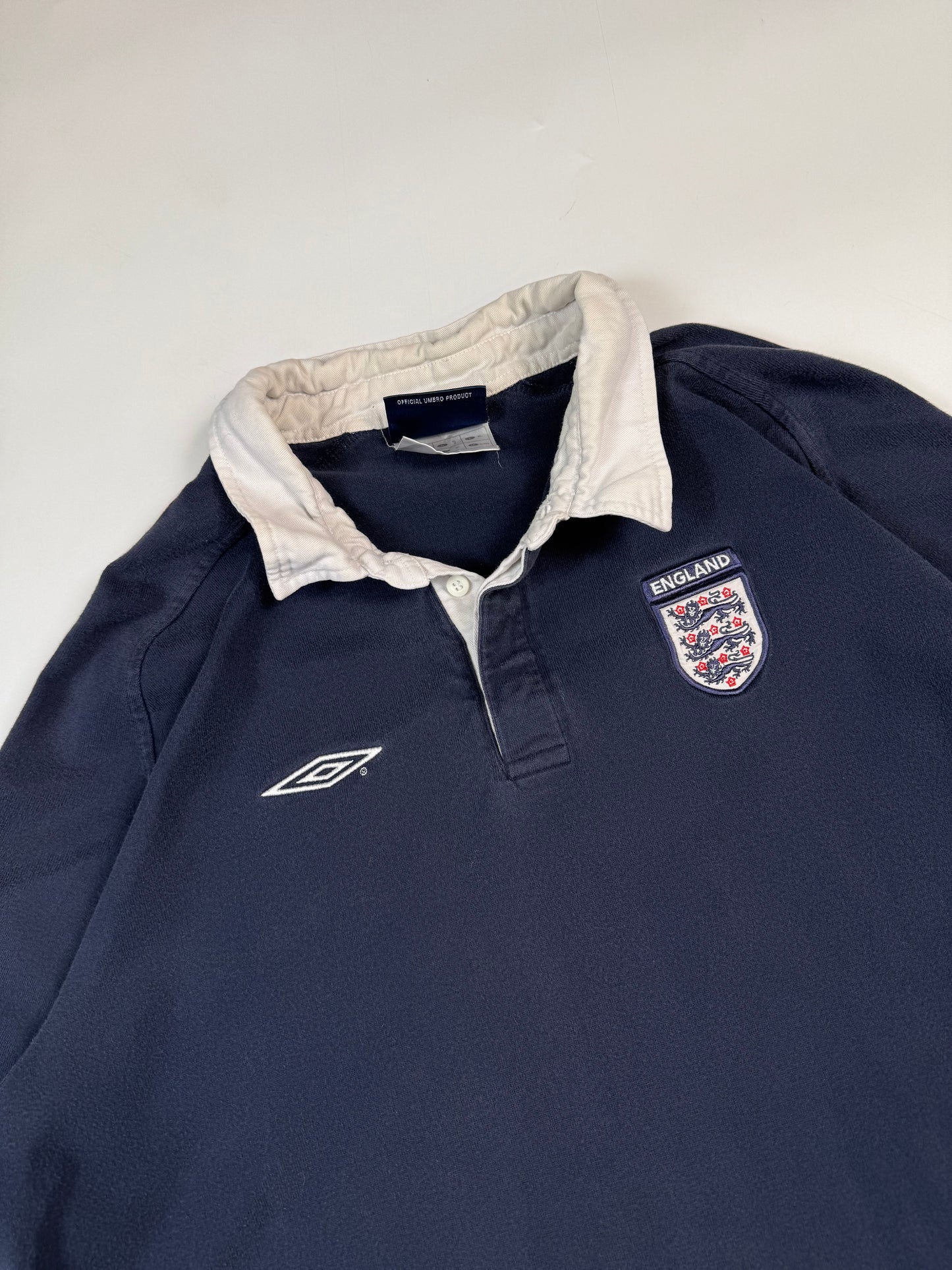 Vintage England 2002-04 Umbro long sleeve polo shirt (XL)