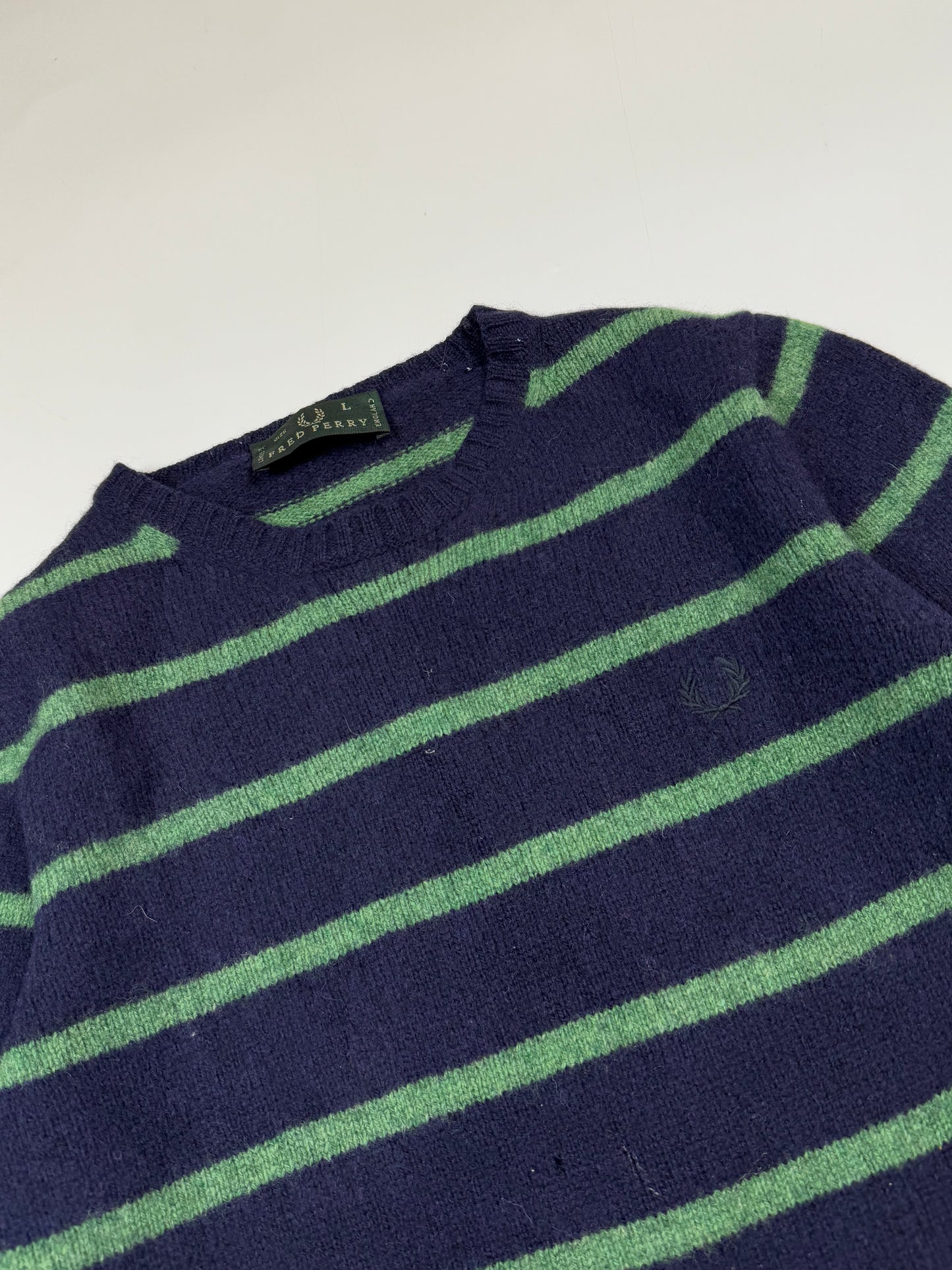 Vintage 90s Fred Perry striped wool knit sweater (S)