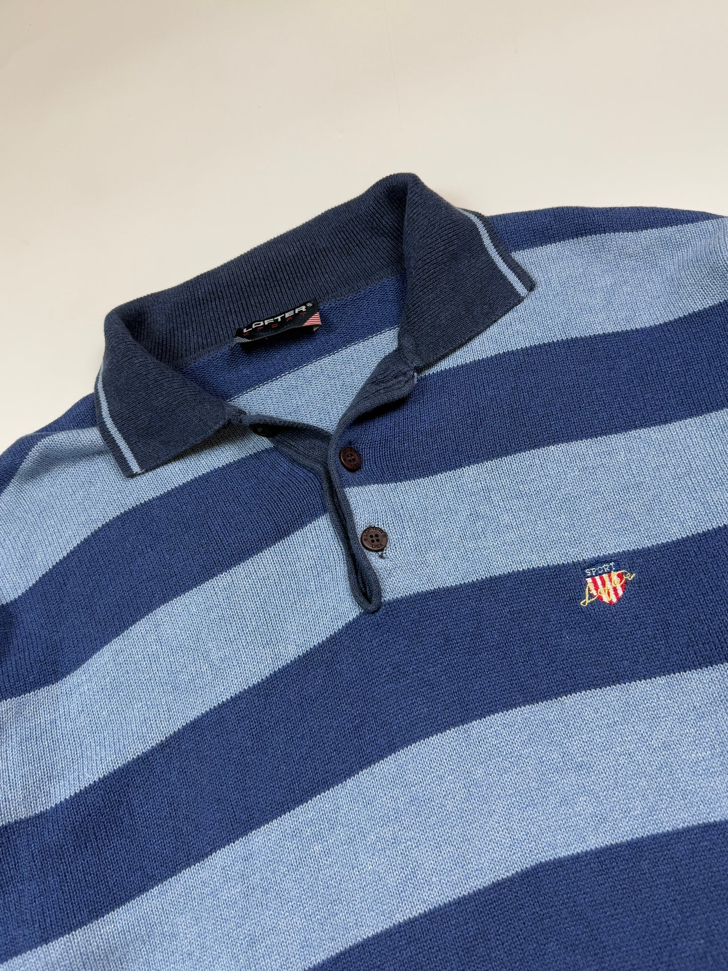 Vintage striped collared knit sweater (XL)