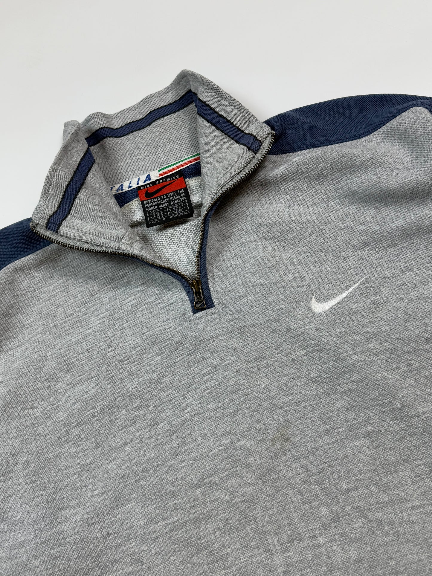 Vintage 90s Italy Nike spell out quarter zip sweatshirt (M)