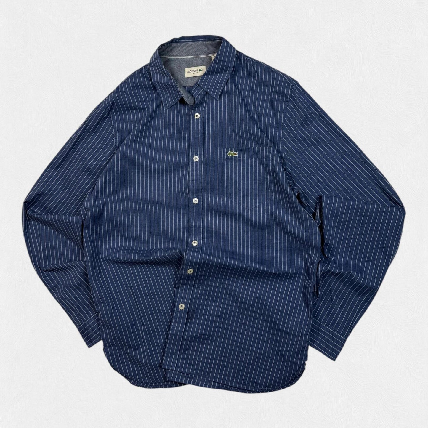 Lacoste pinstripe striped button up shirt (L)