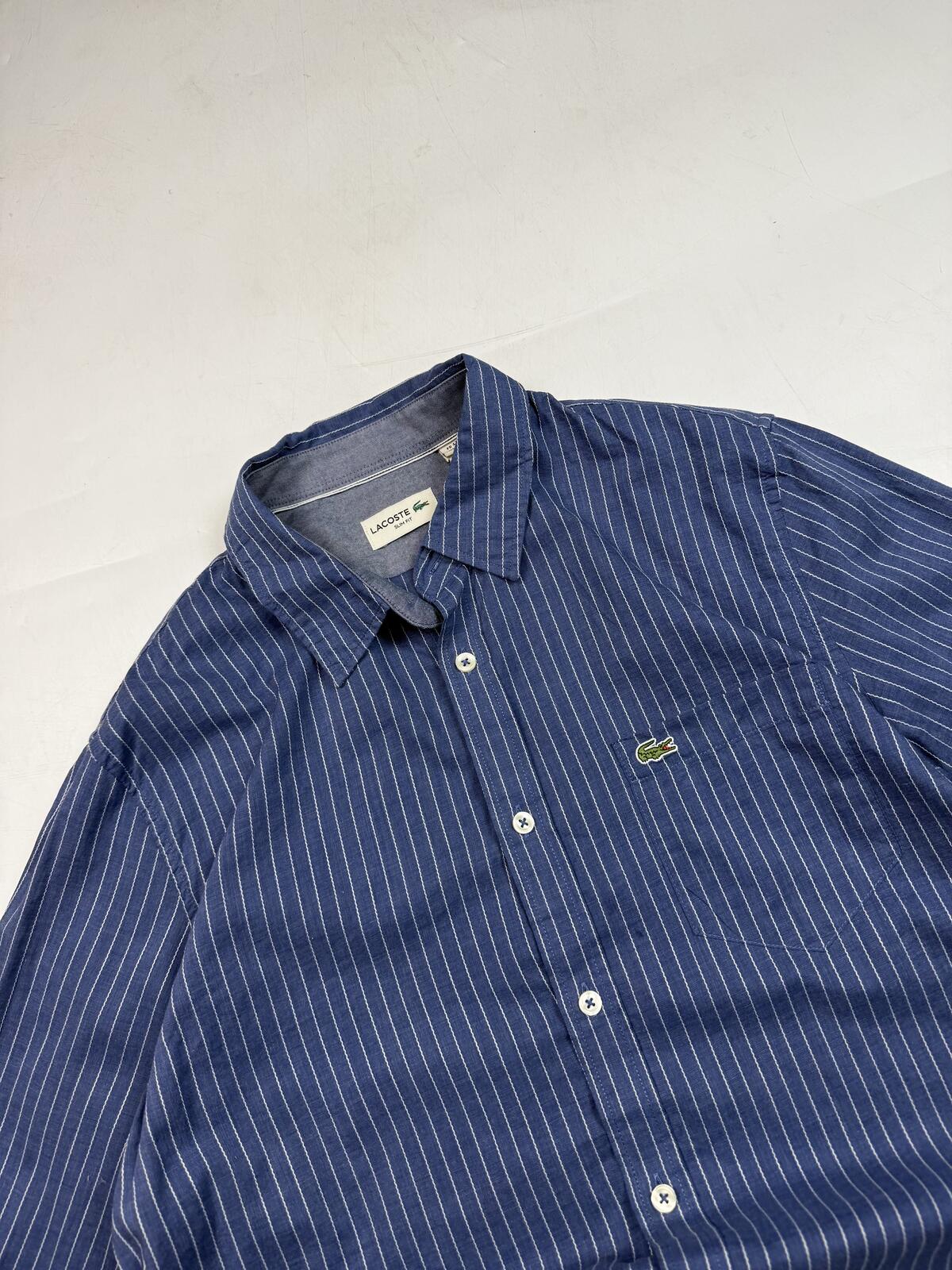 Lacoste pinstripe striped button up shirt (L)