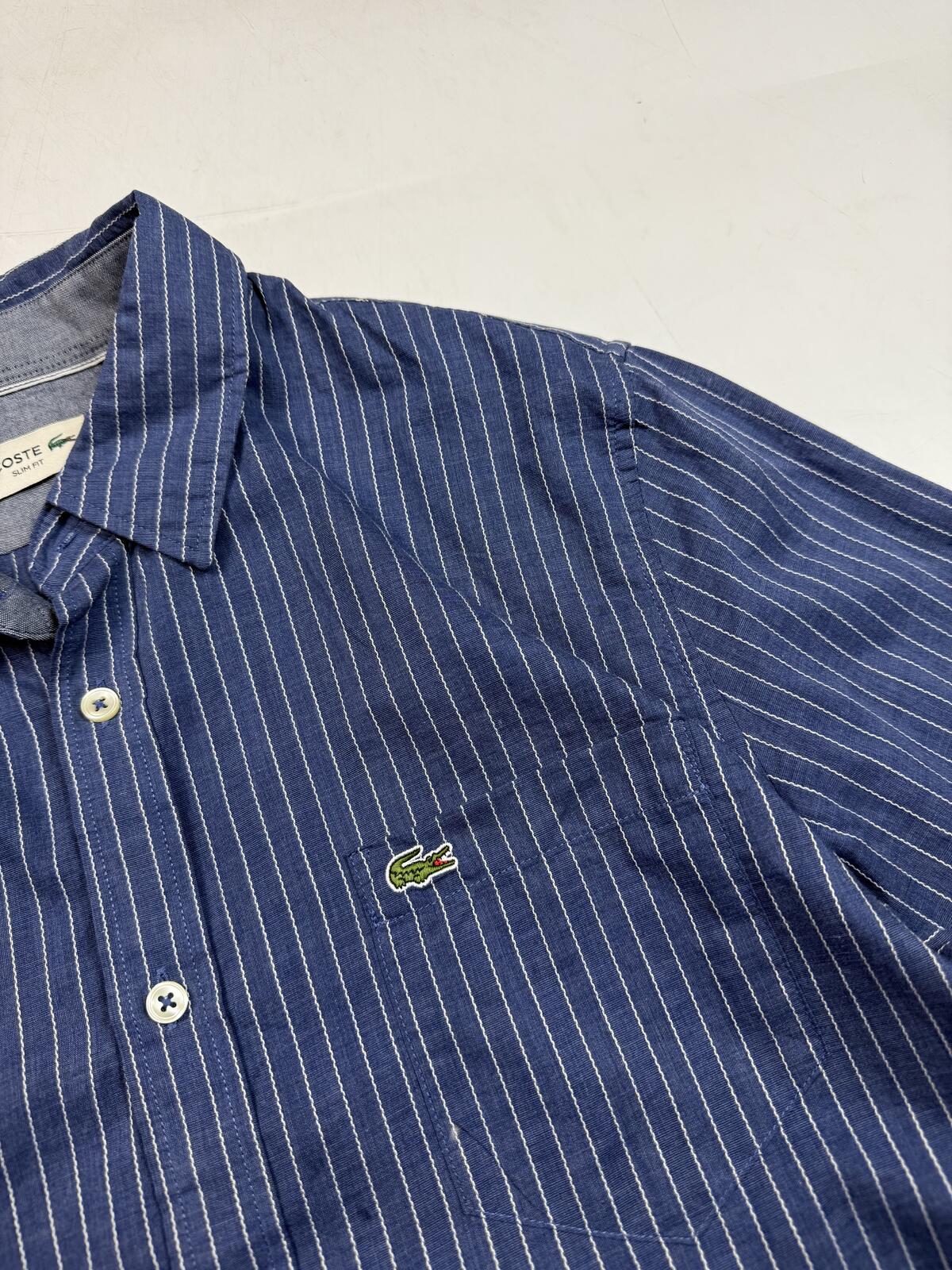 Lacoste pinstripe striped button up shirt (L)