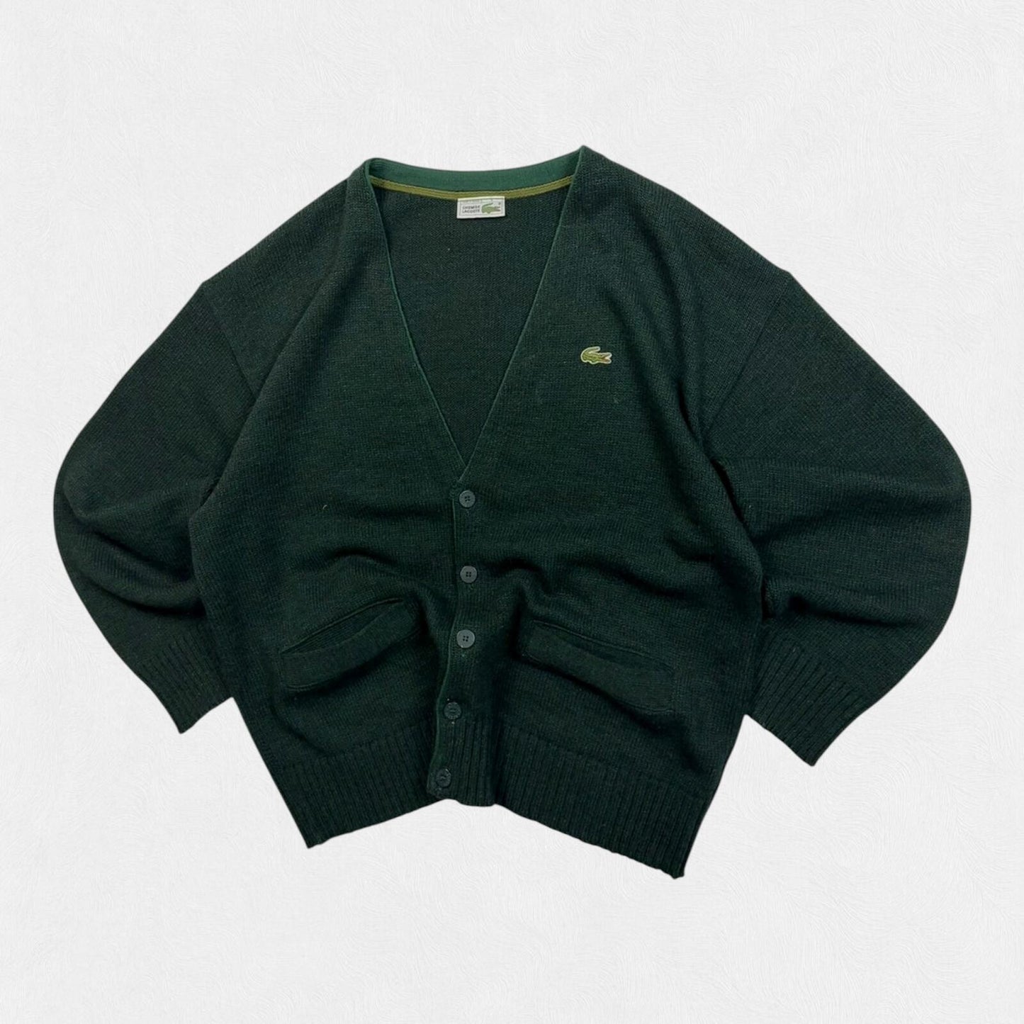 Vintage 80s Lacoste knit cardigan sweater (XL)