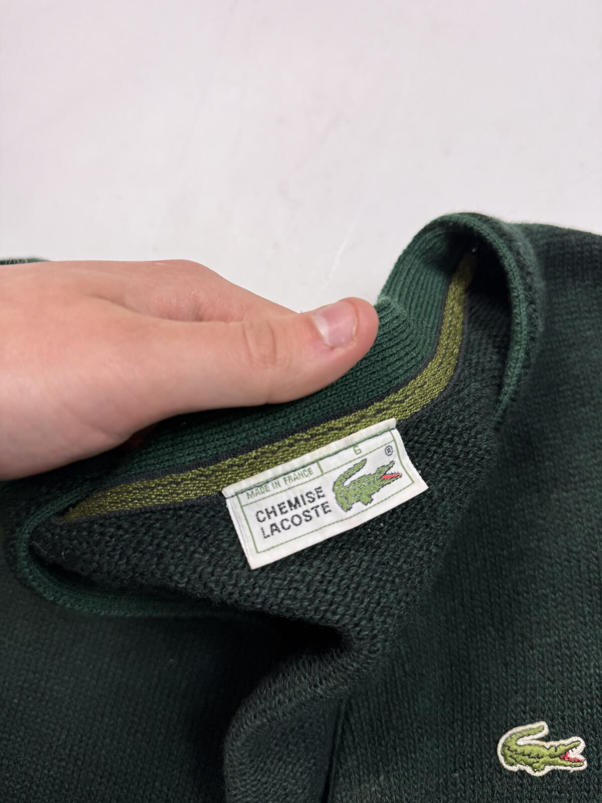 Vintage 80s Lacoste knit cardigan sweater (XL)