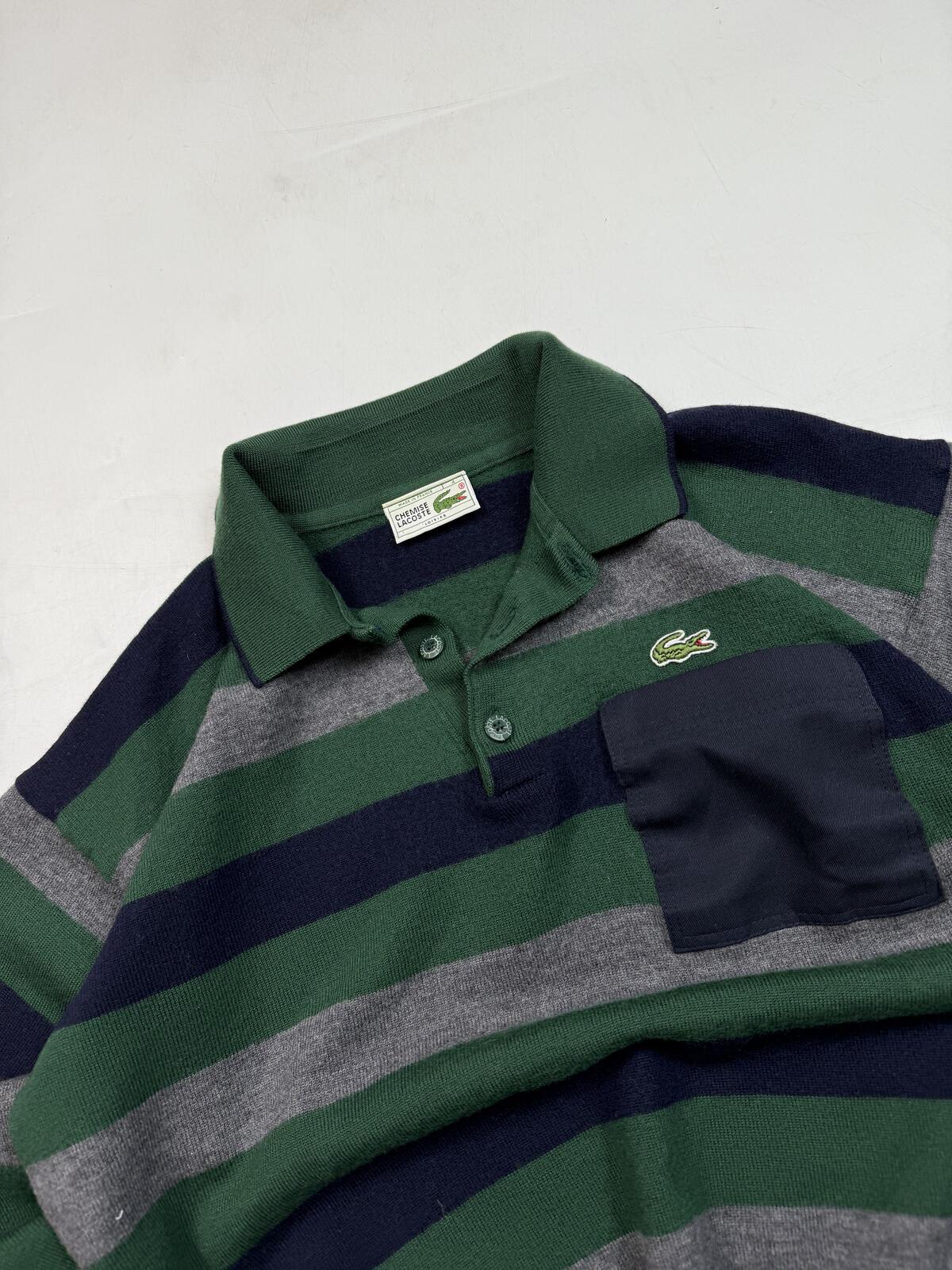 Vintage 90s Lacoste striped collared wool knit sweater (XS)