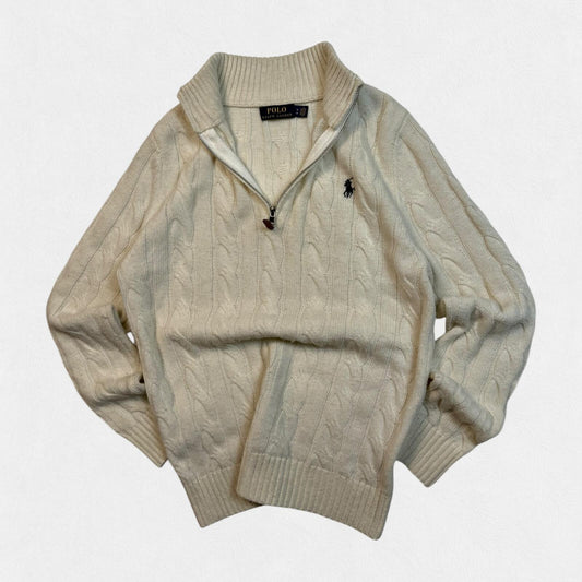 Polo Ralph Lauren cable knit quarter zip sweater (M)