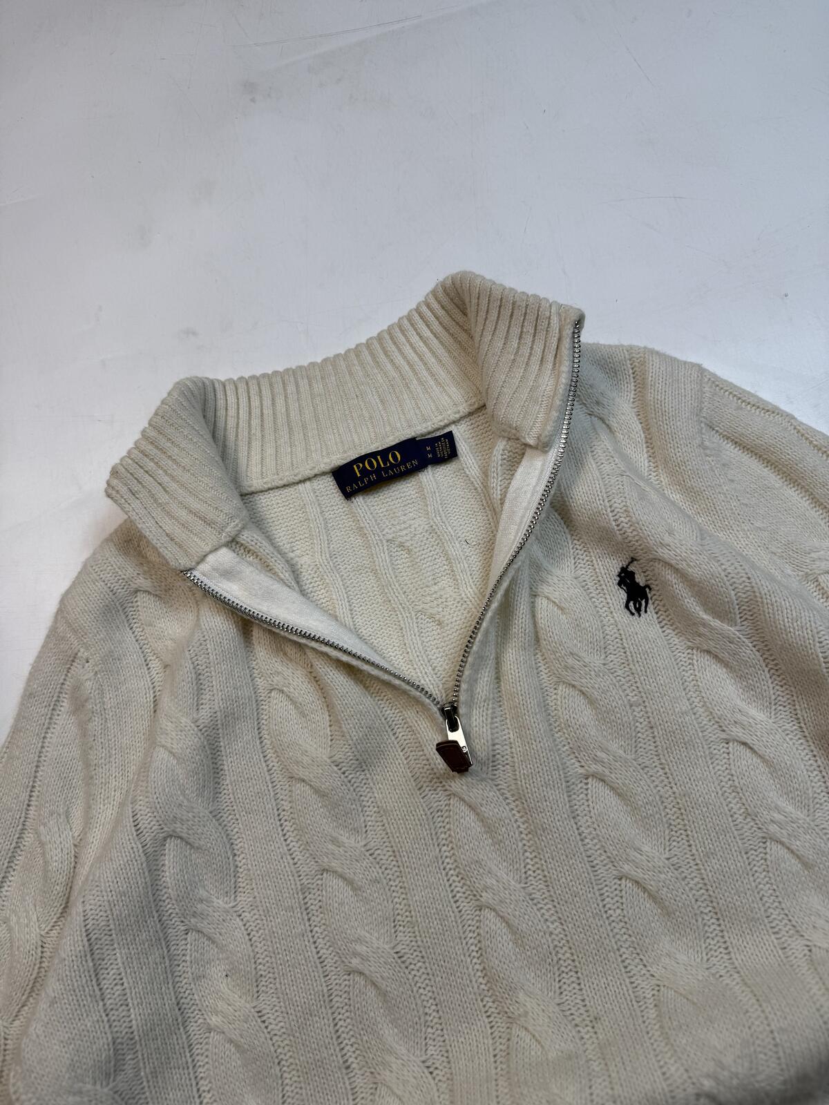Polo Ralph Lauren cable knit quarter zip sweater (M)