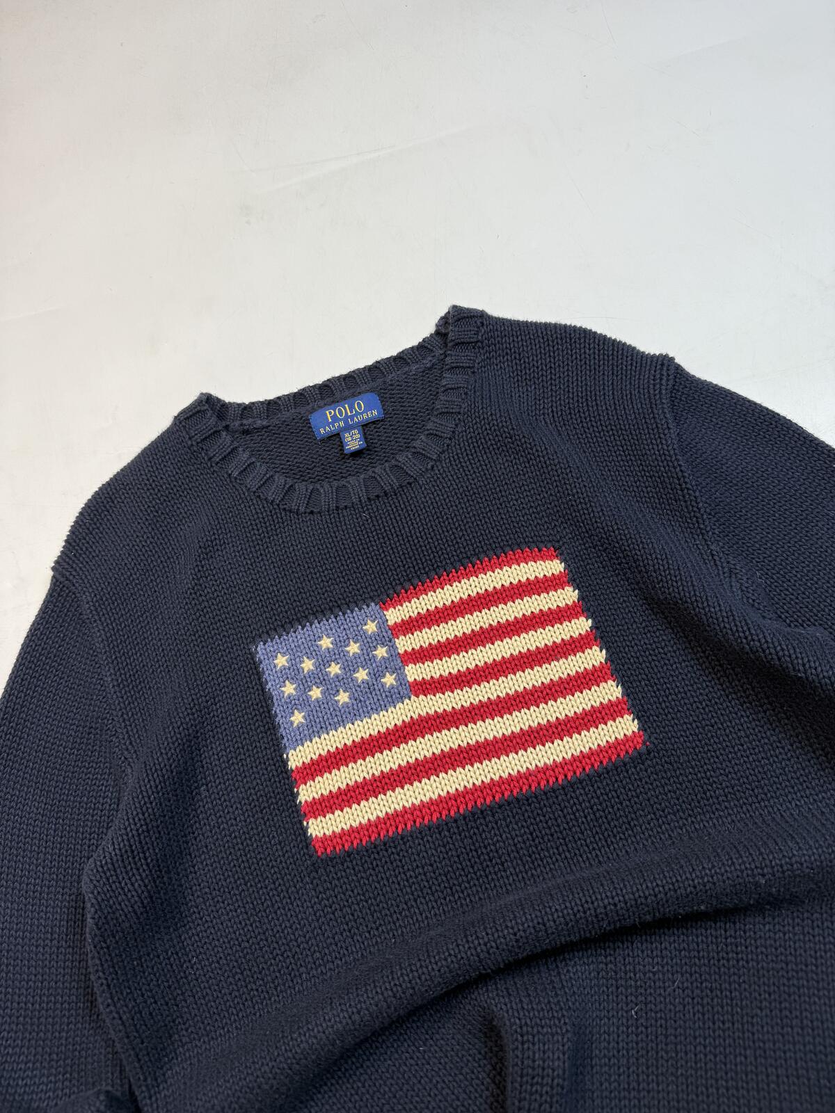 Polo Ralph Lauren USA flag knit sweater (XL)