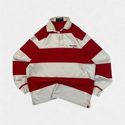 Vintage 90s Polo Sport striped rugby polo (M)