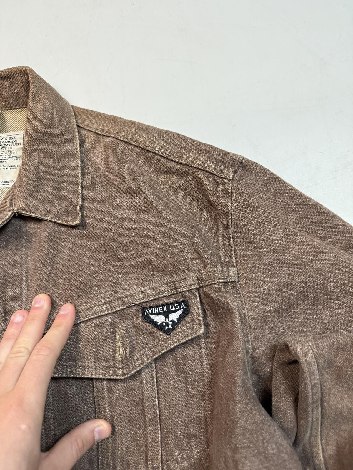 Vintage Avirex USA cropped denim jean jacket (L)
