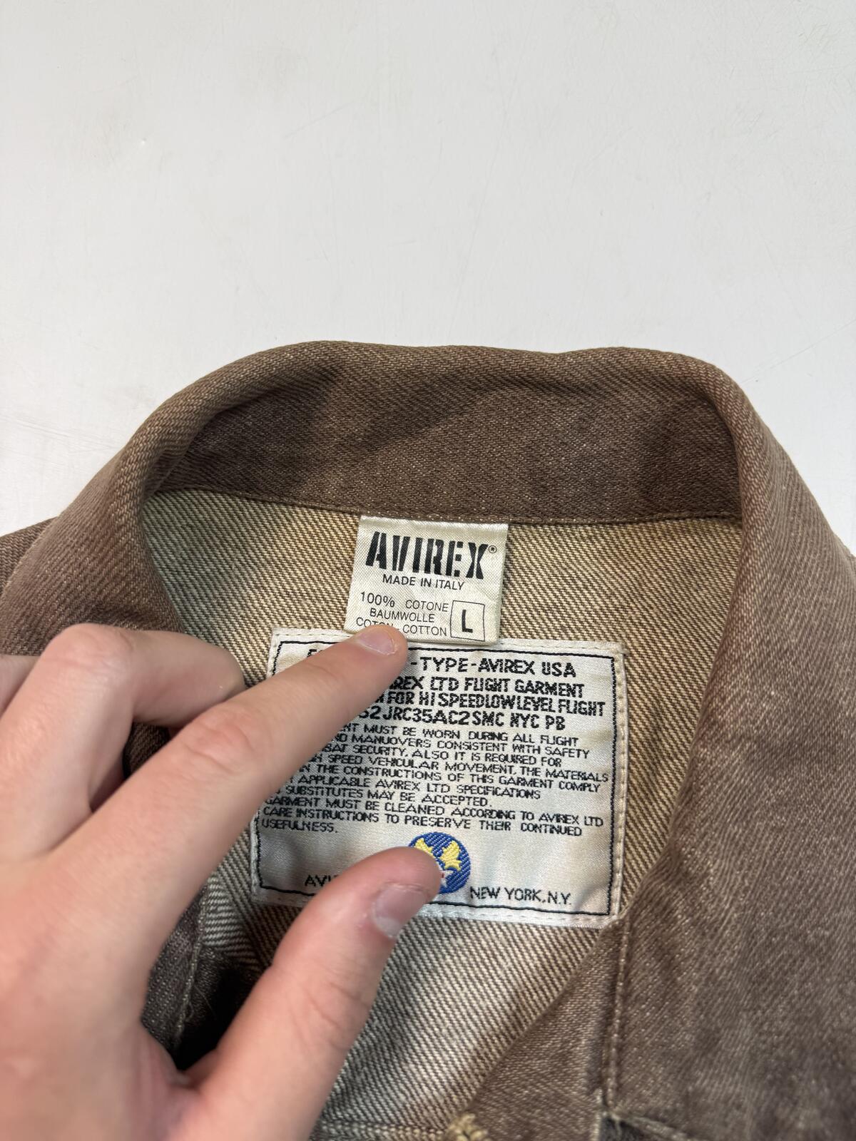 Vintage Avirex USA cropped denim jean jacket (L)