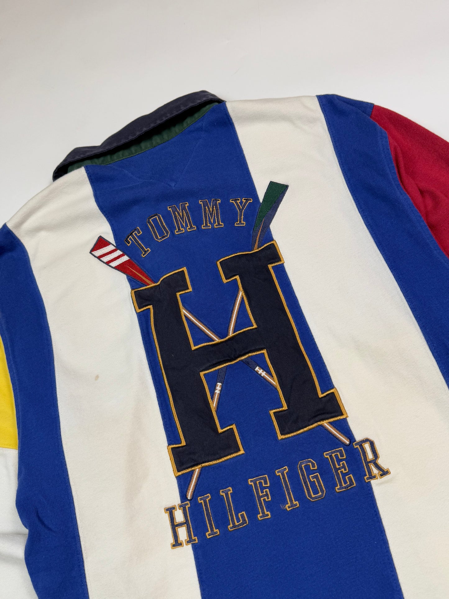 Vintage 90s Tommy Hilfiger striped rugby polo (S)