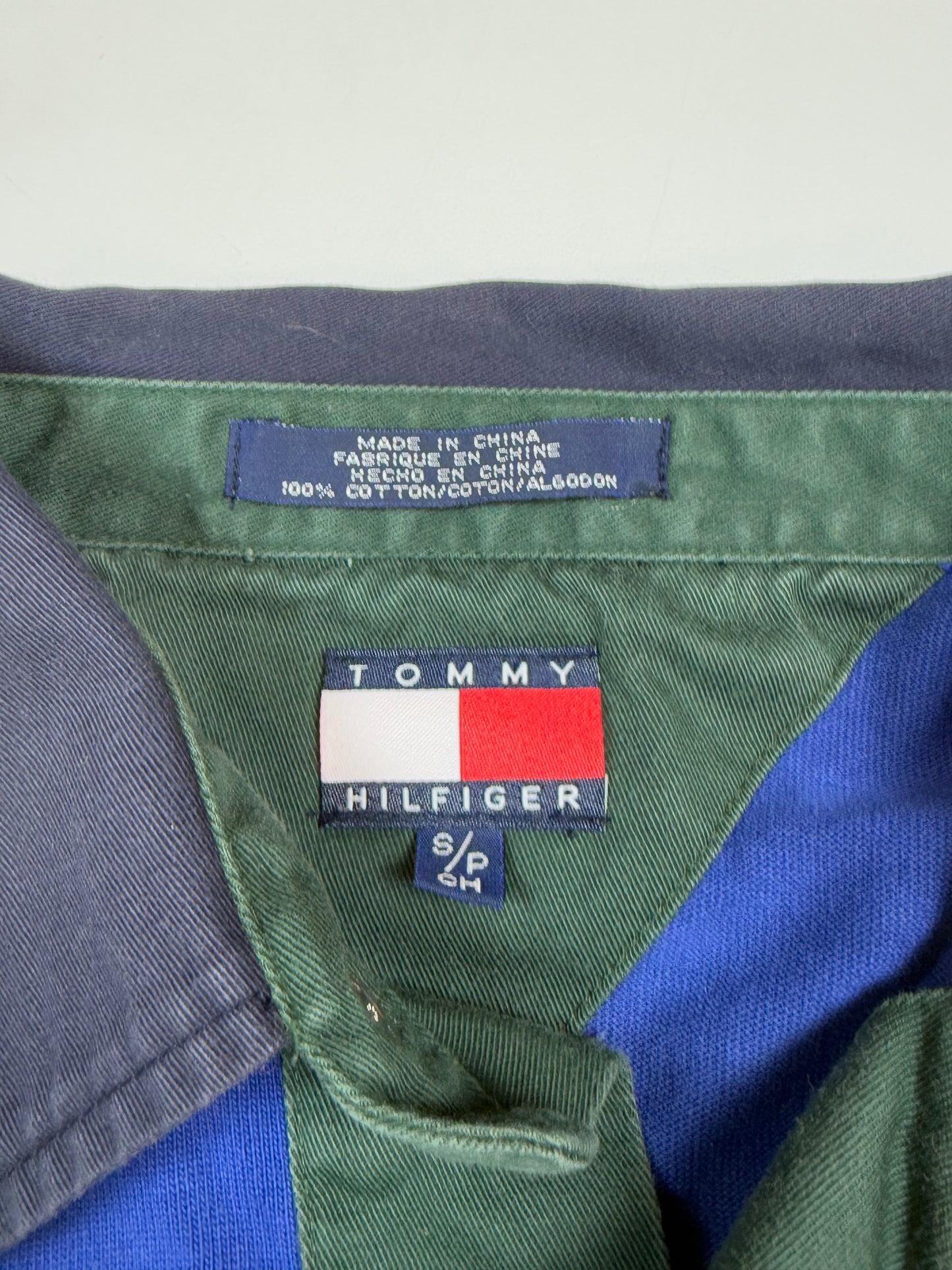 Vintage 90s Tommy Hilfiger striped rugby polo (S)