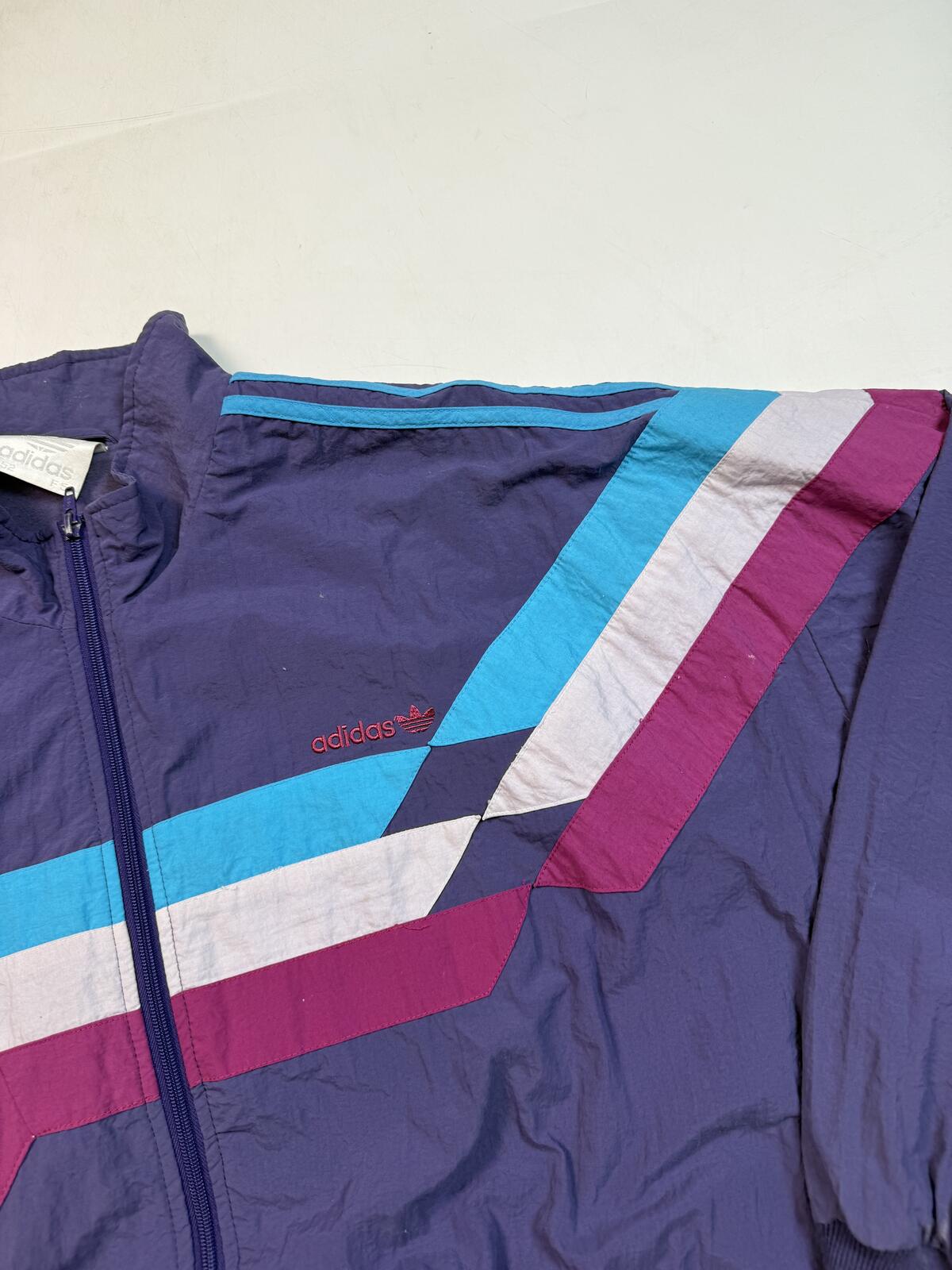 Vintage 90s adidas originals abstract colour block track jacket (L)