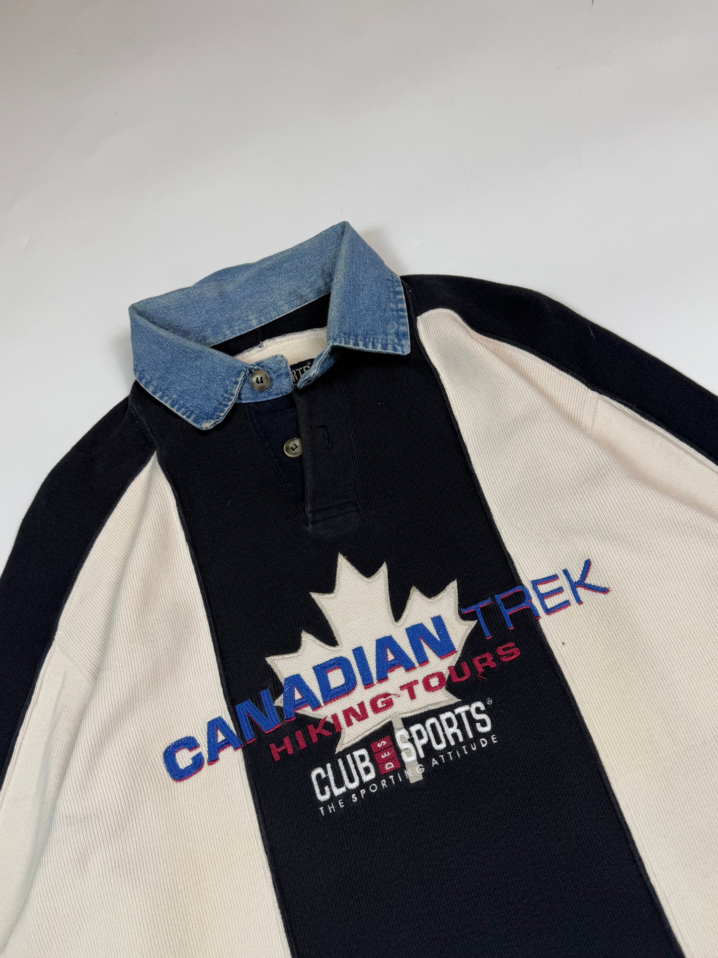 Vintage striped long sleeve rugby polo (L)