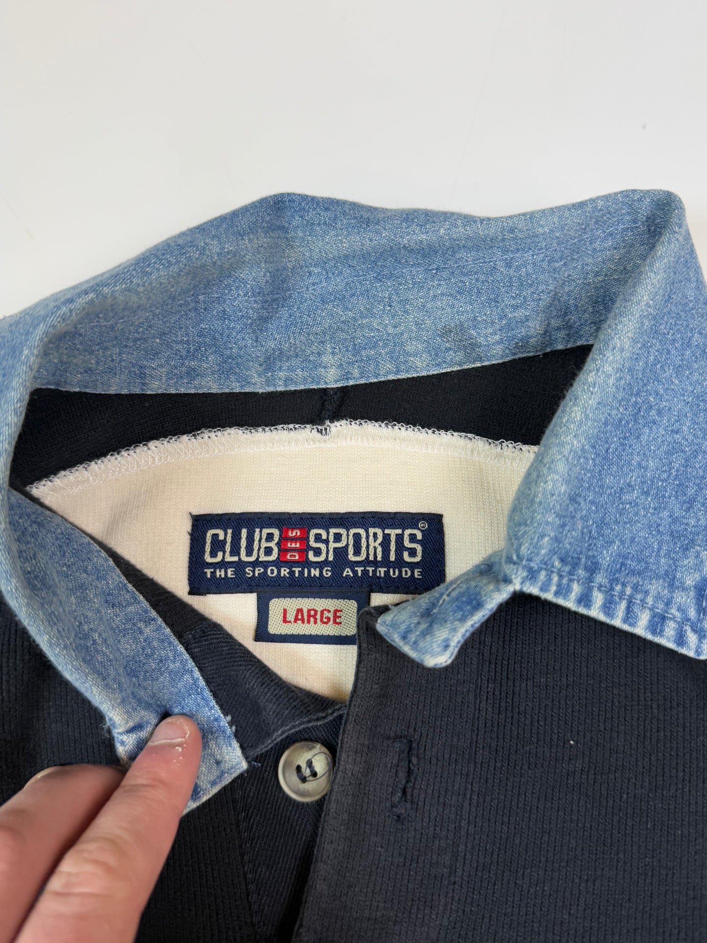 Vintage striped long sleeve rugby polo (L)