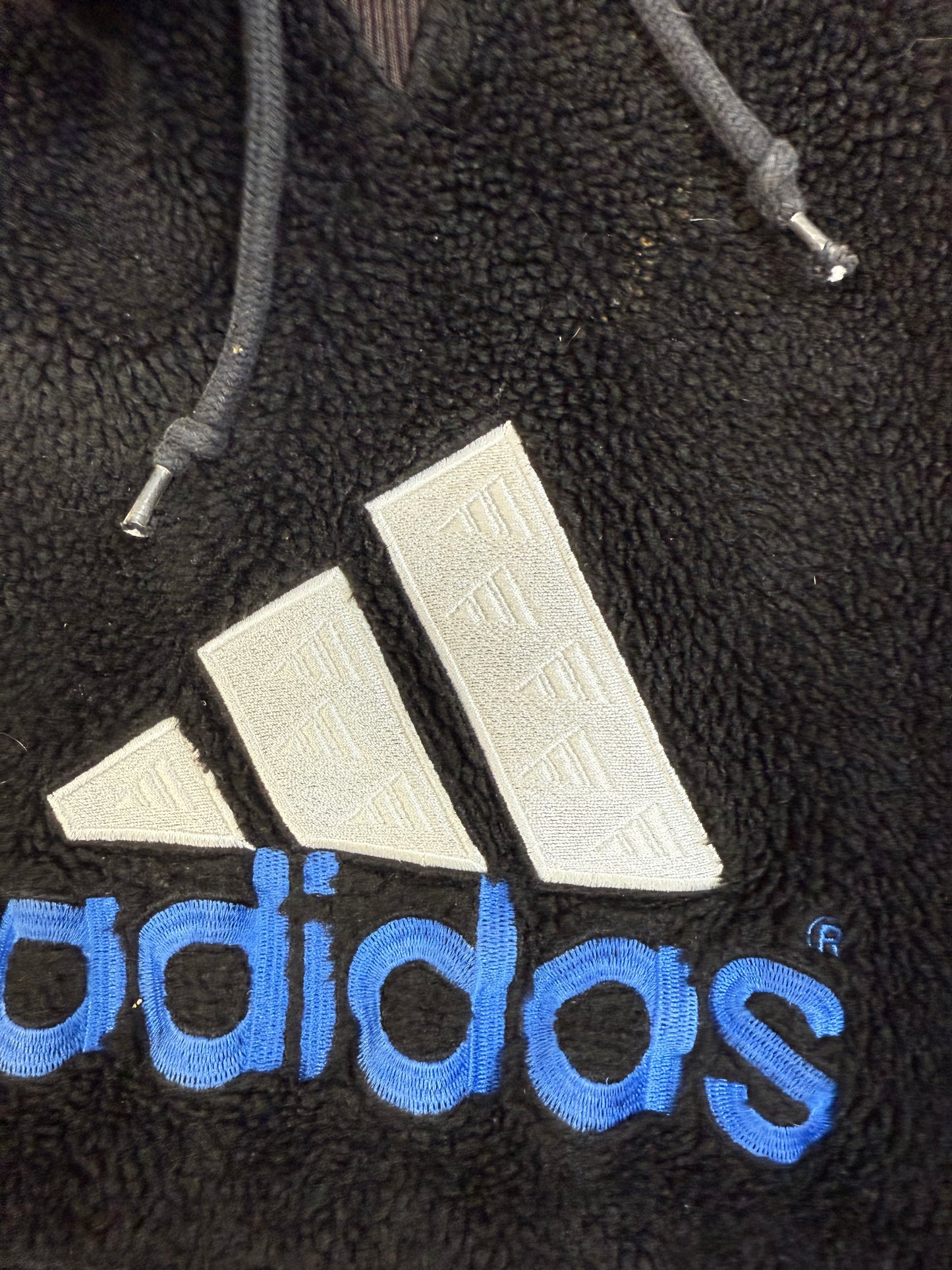 Vintage 90s Adidas centre logo sherpa fleece hoodie (XL)