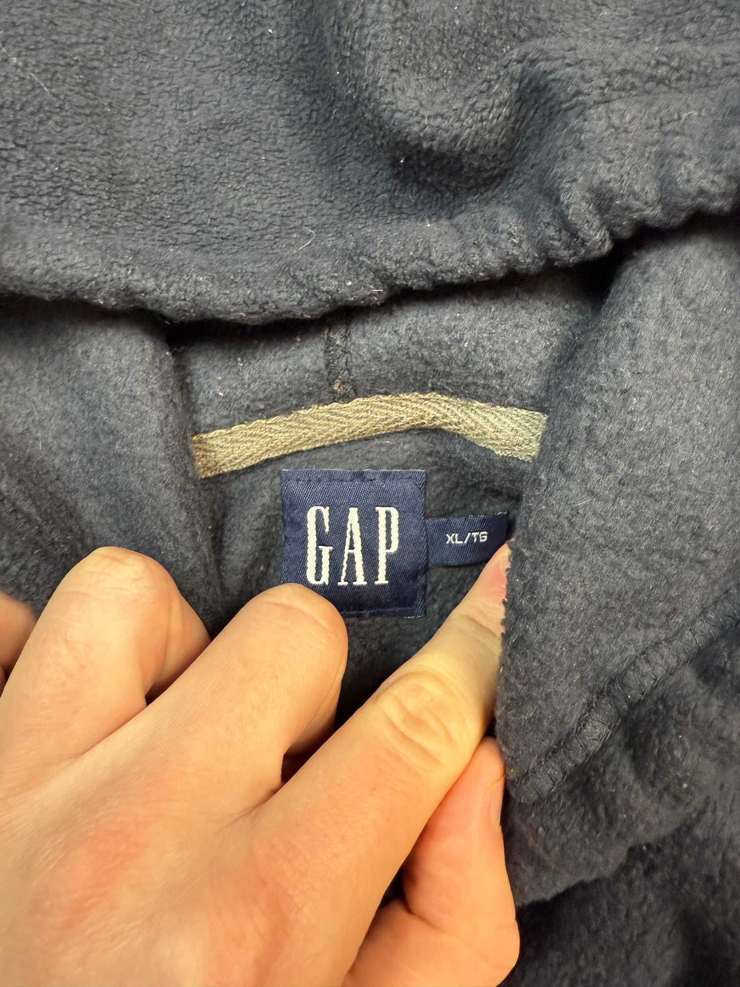 Vintage 90s GAP spell out fleece hoodie (XL)