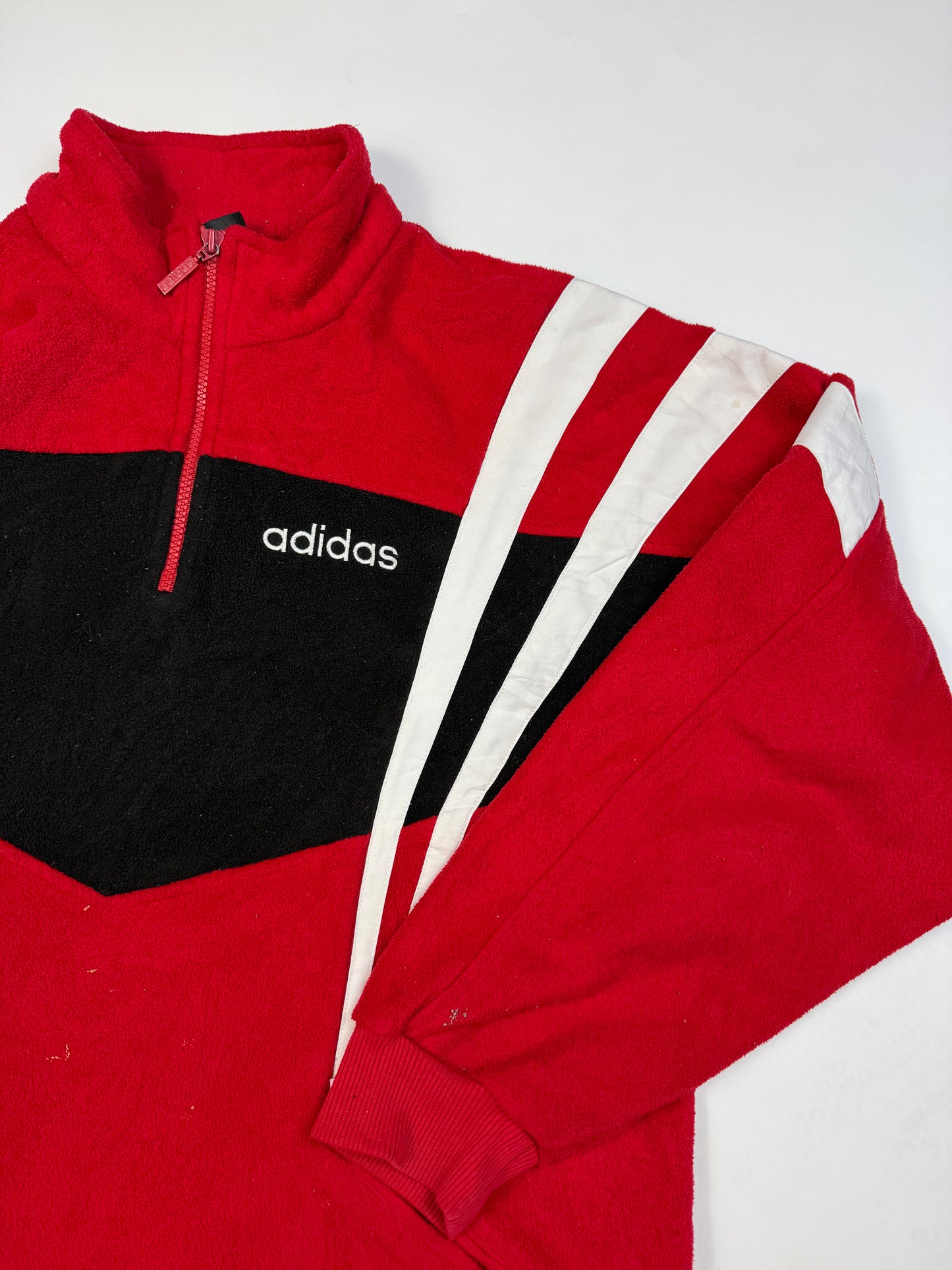 Vintage 90s adidas originals colour block quarter zip fleece (L)