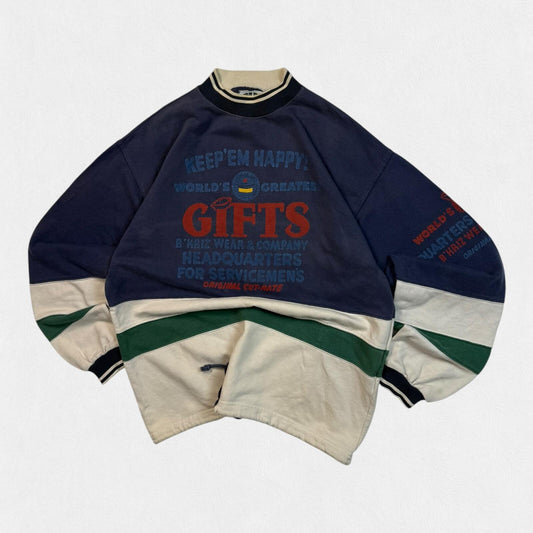 Vintage 90s colour block graphic sweatshirt (L)