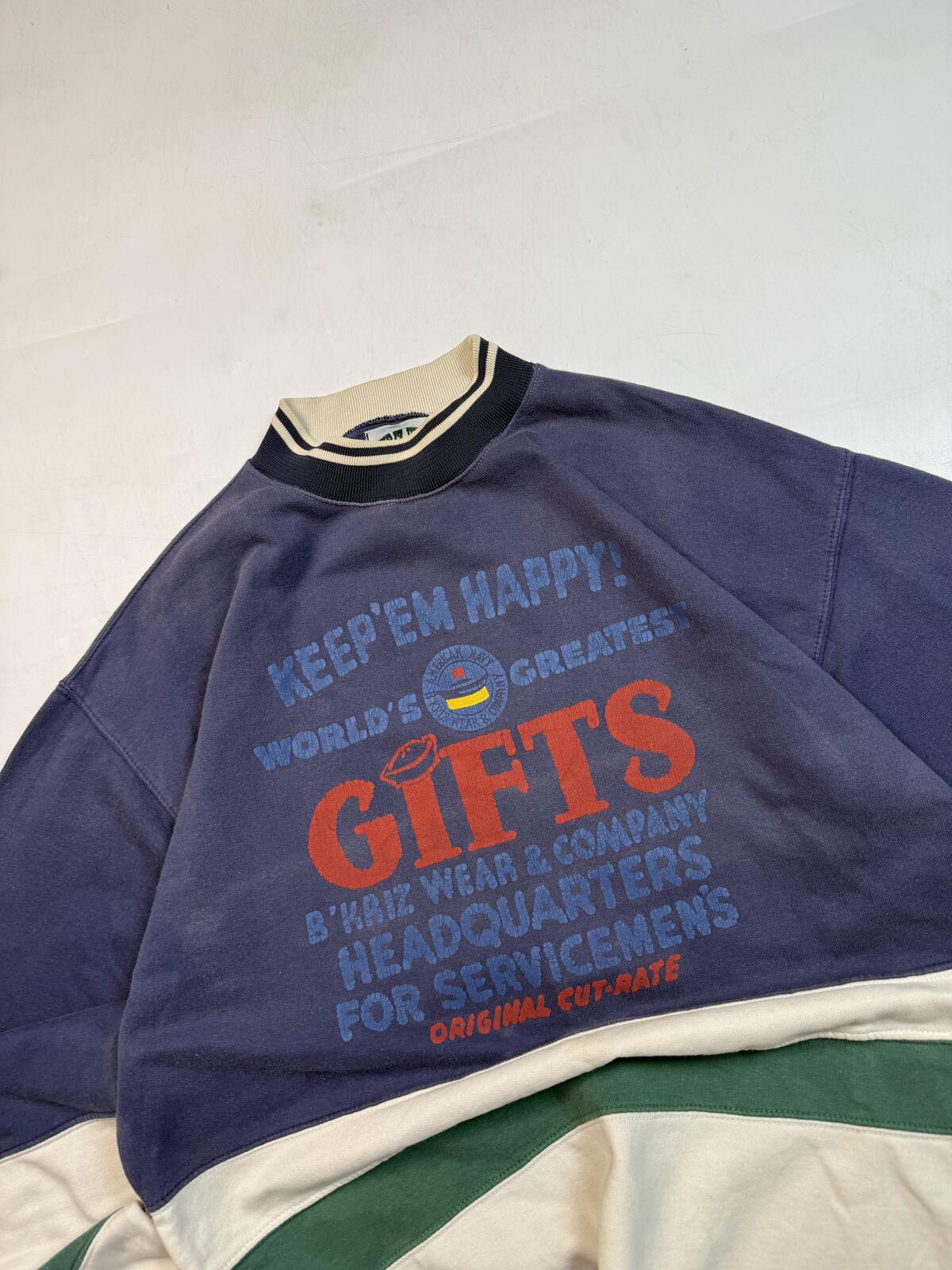 Vintage 90s colour block graphic sweatshirt (L)