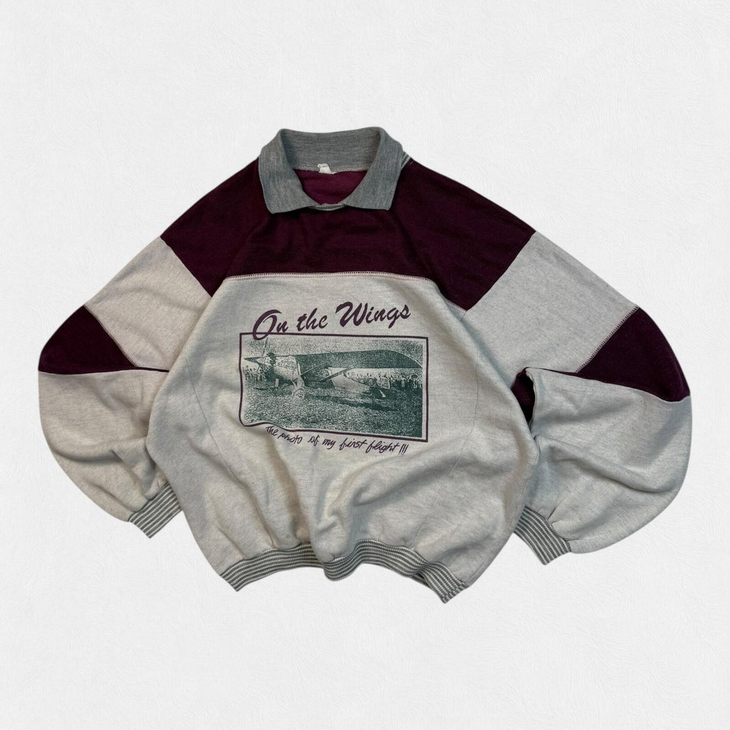Vintage 80s graphic collared sweatshirt (L)