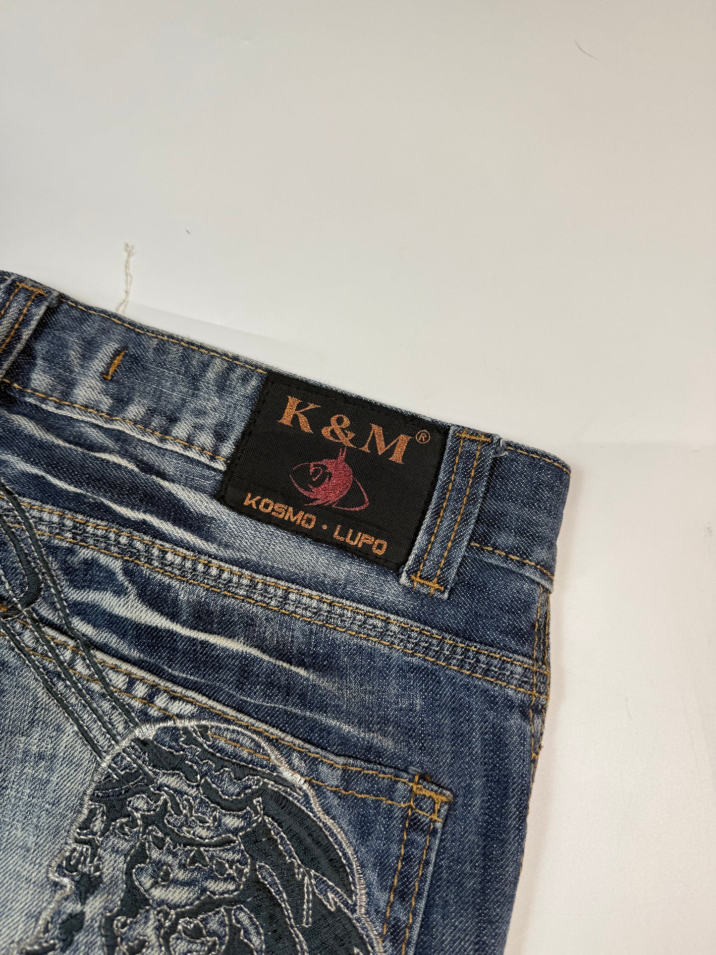 Vintage y2k embroidered straight fit jeans (W32)