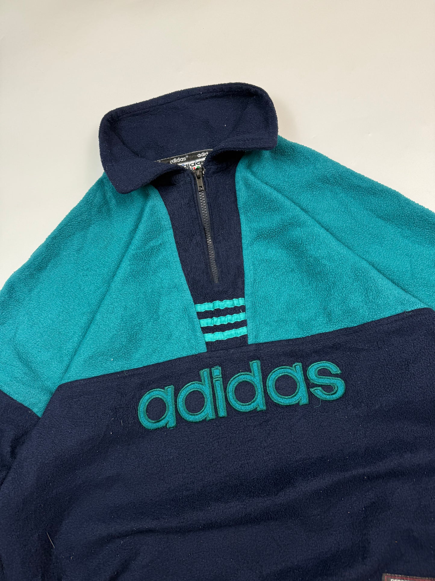 Vintage 90s Adidas spell out quarter zip fleece (M)