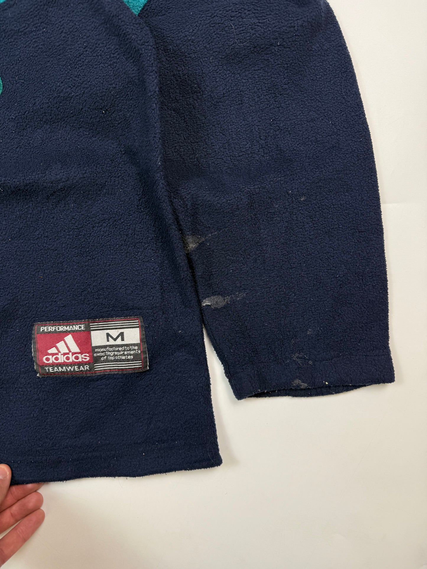 Vintage 90s Adidas spell out quarter zip fleece (M)