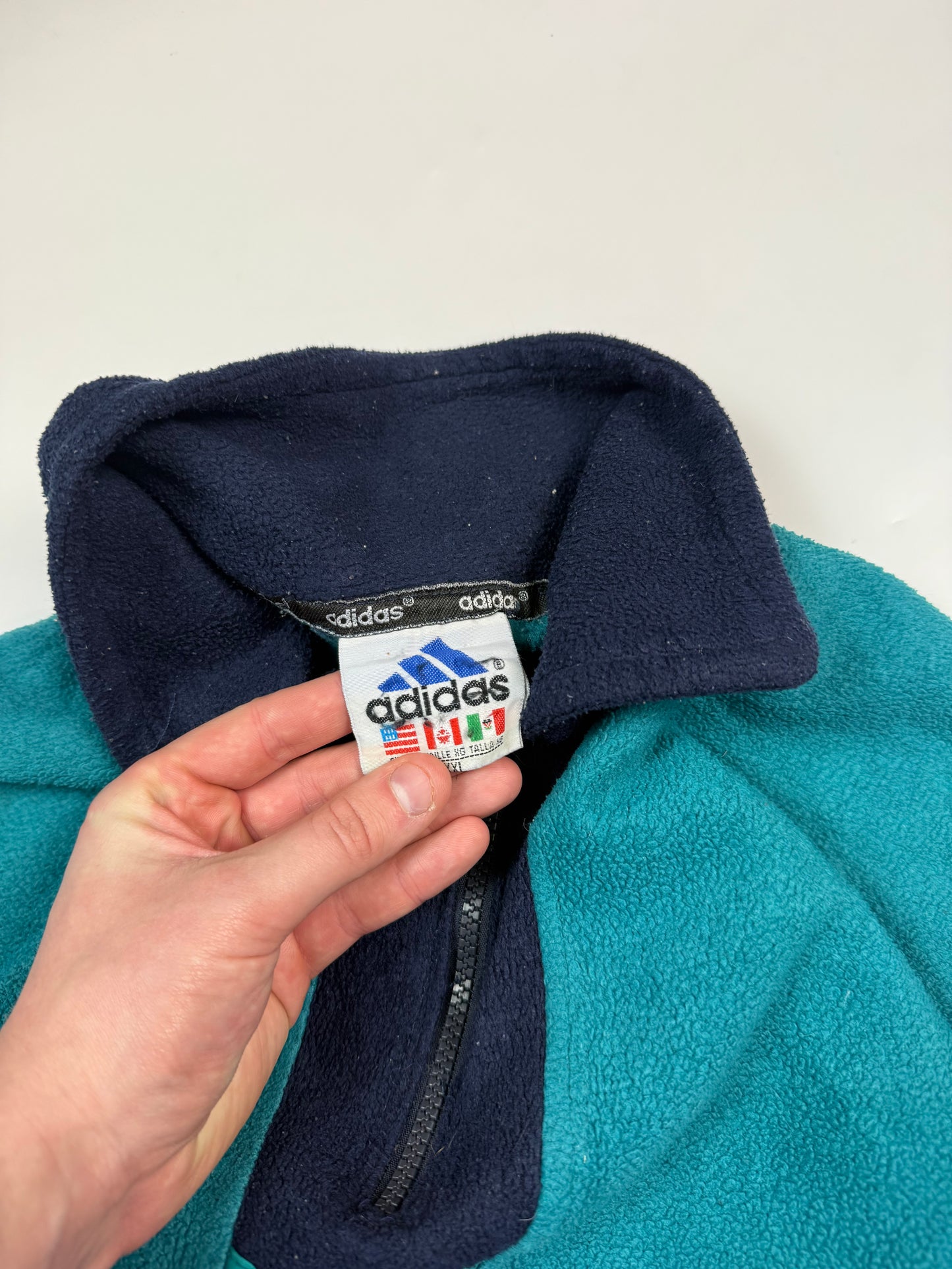 Vintage 90s Adidas spell out quarter zip fleece (M)