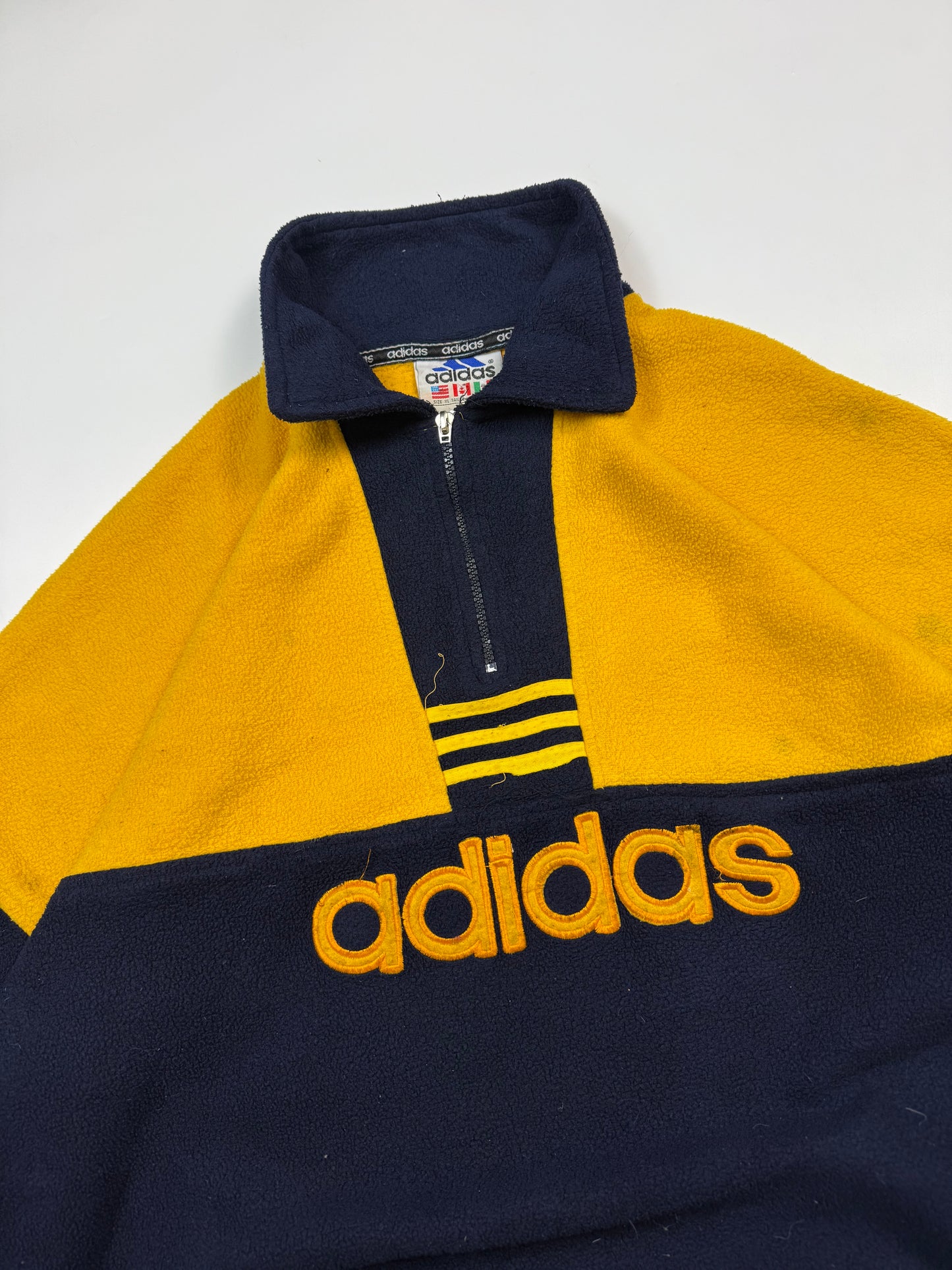 Vintage 90s Adidas spell out quarter zip fleece (XL)
